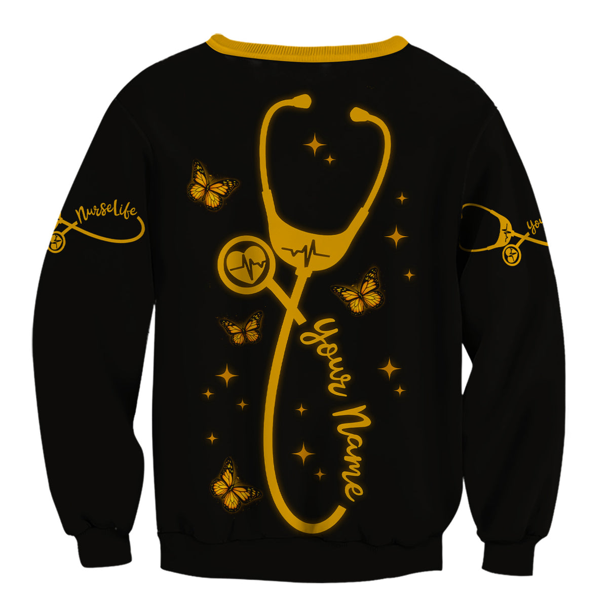 Personalized Nurse Faith Scrub Top - Religious RN CNA LPN Work Shirt - Custom Gift for Nurses Healthcare Workers with Sunflower Butterfly