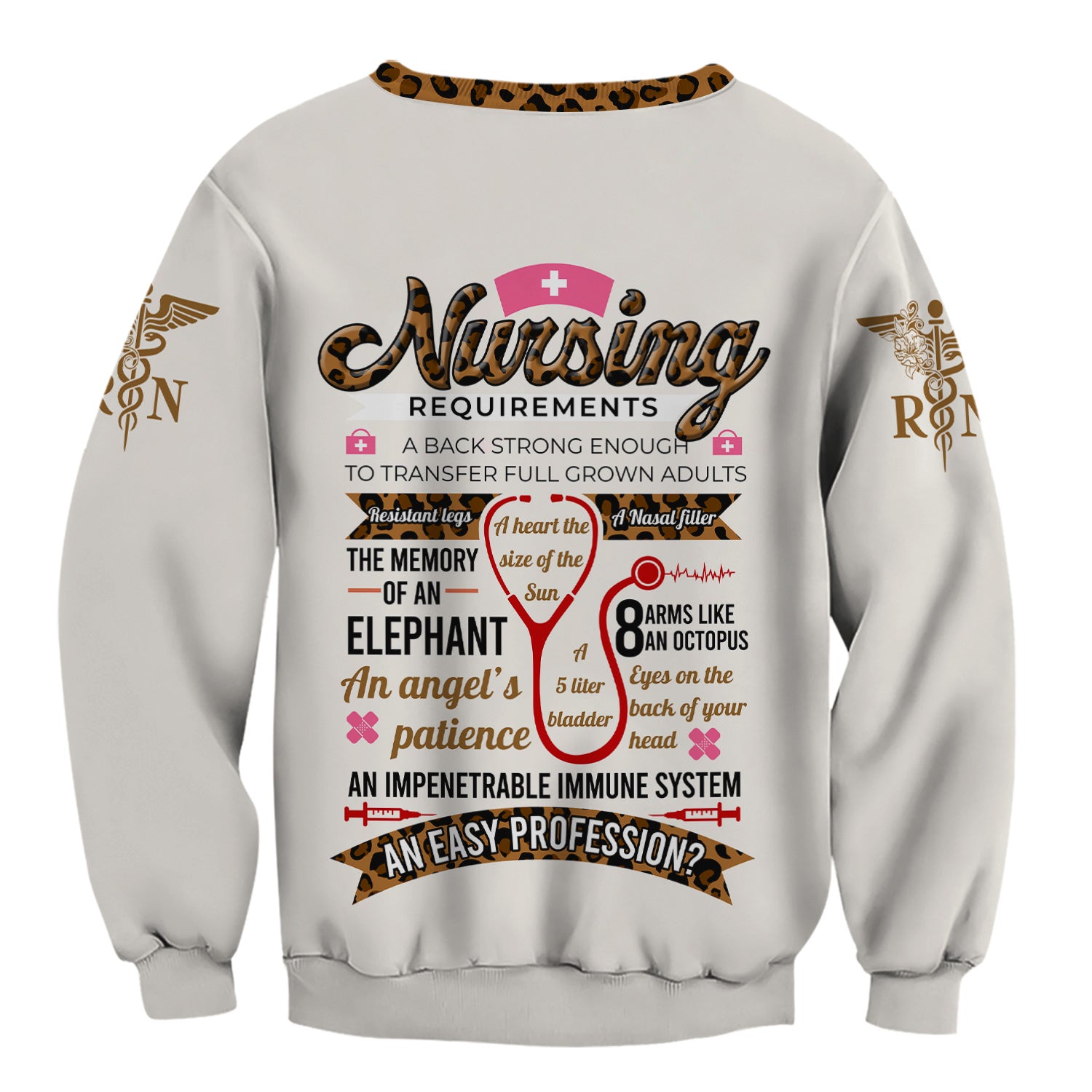 Funny Nurse Scrubs for Women - Leopard RN CNA LPN Uniform Top - Nursing Requirements Design with Custom Name