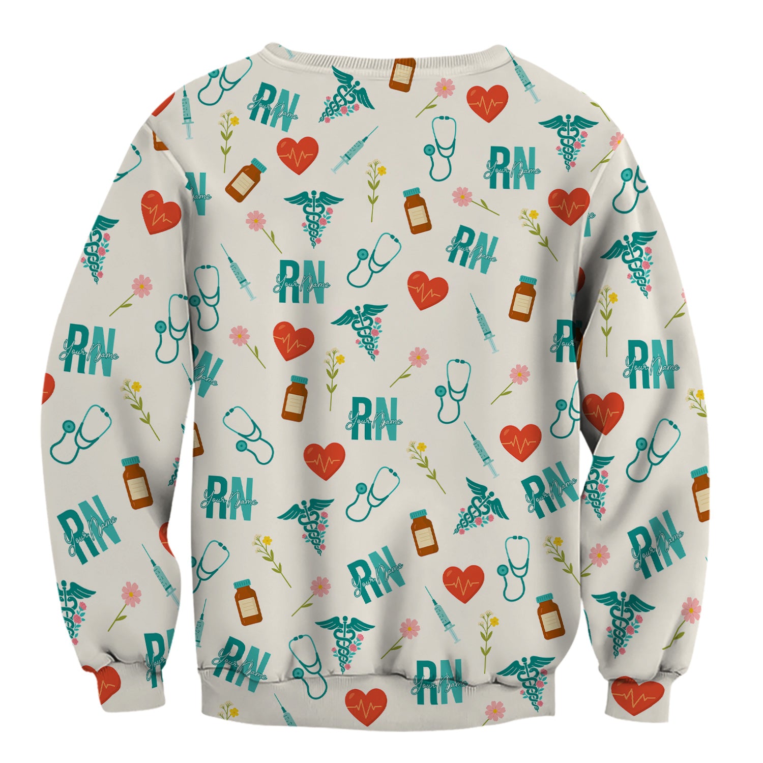 Personalized RN T-Shirt for Women - Graphic Tee with Cute Medical Pattern - Gift for CNA, LPN, Medical Worker