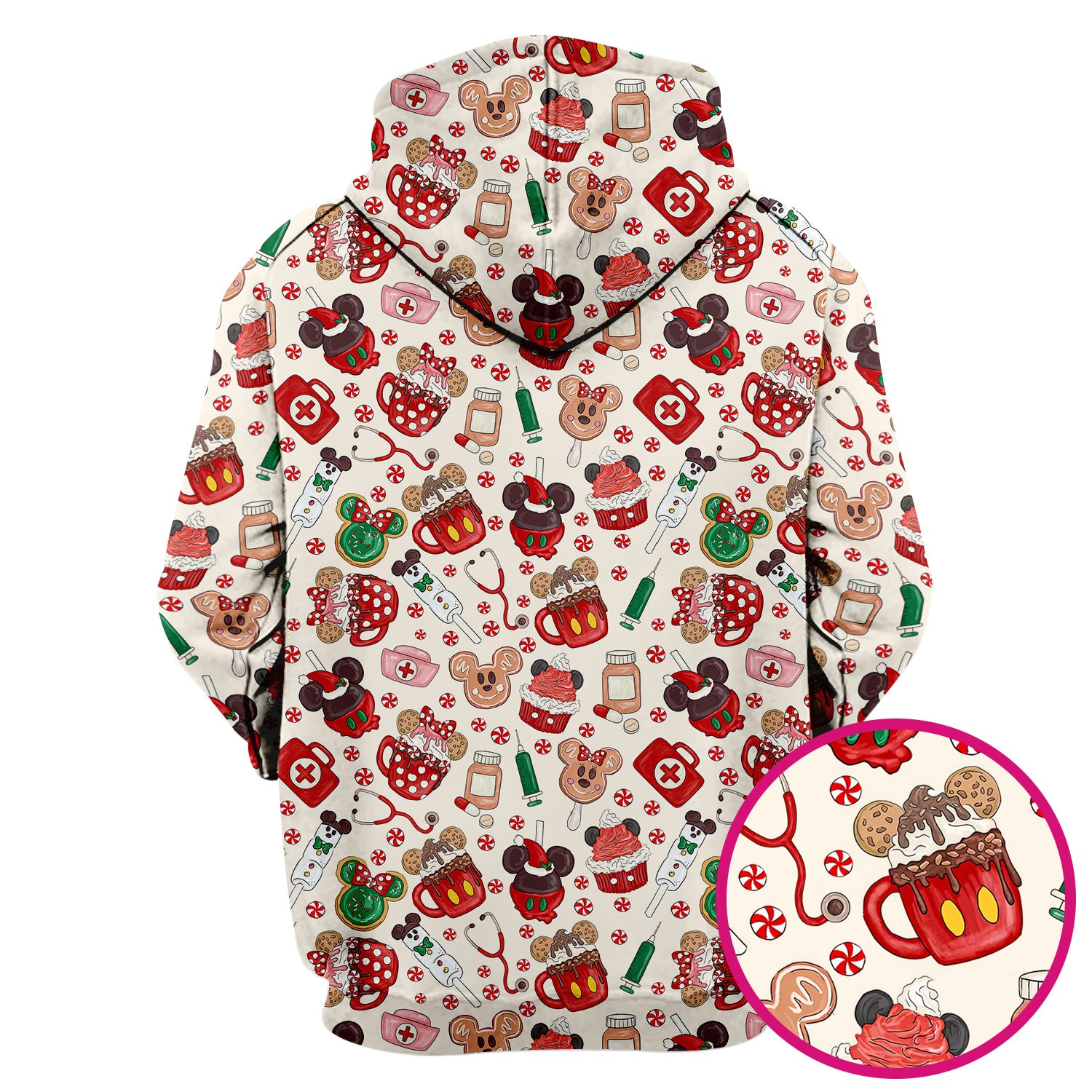 Christmas Scrub Top for Nurses - Cute Gingerbread Cupcake Candy Medical Shirt - Xmas Holiday Uniform for Women RN CNA LPN