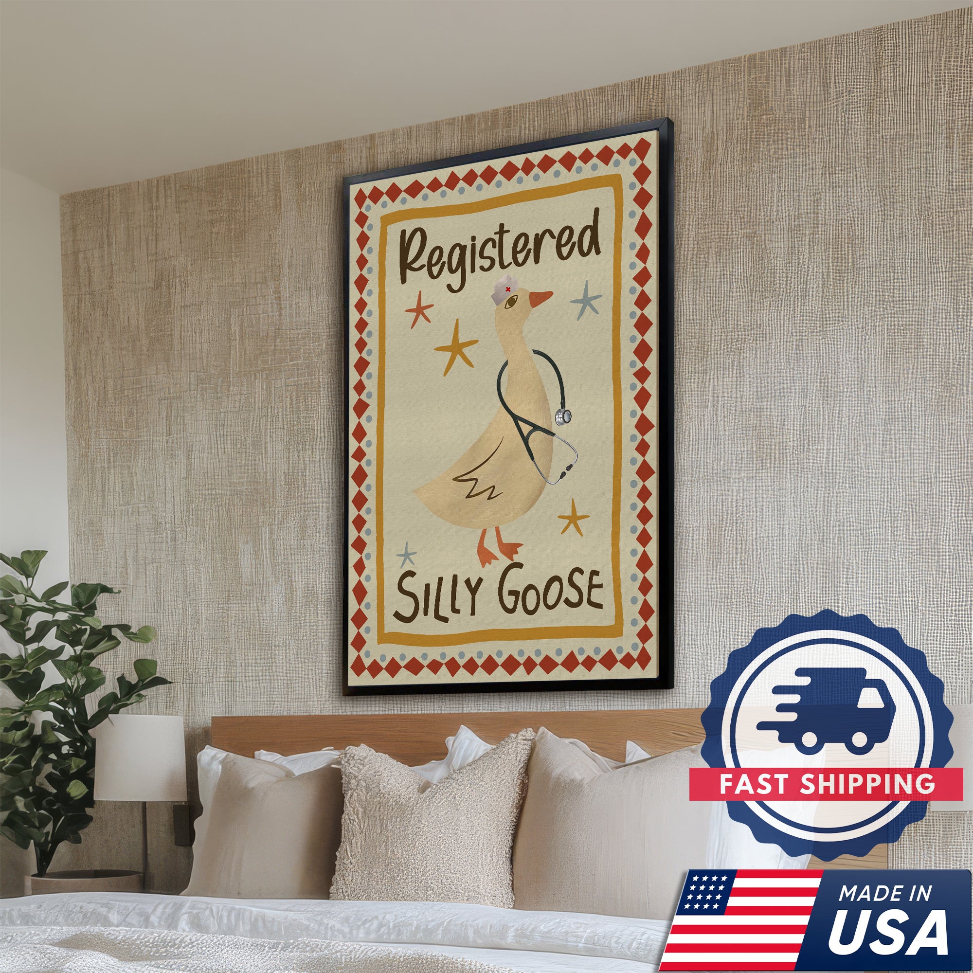Registered Silly Goose Nurse Canvas, Humorous Gift for RN LPN CNA Doctors Medical Staff