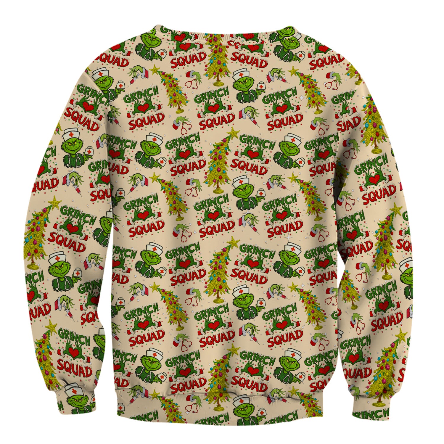 Grinch Squad Christmas Scrub Shirt - Funny Holiday Scrub Top for Nurses - Multi Color Nursing Work Shirt with Pockets