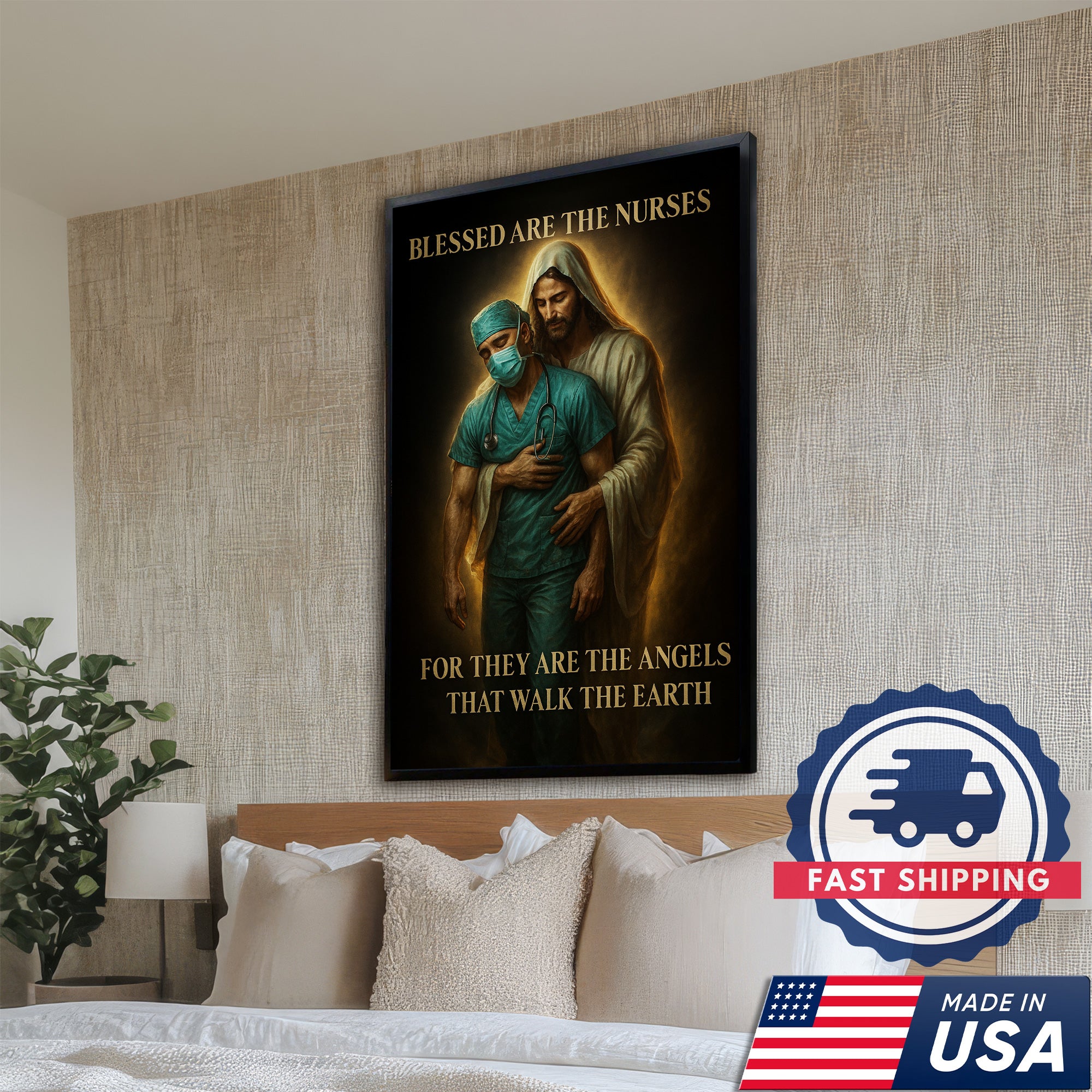 Blessed Are The Nurses Canvas, Jesus Blessed Nurses, Gift for RN LPN CNA
