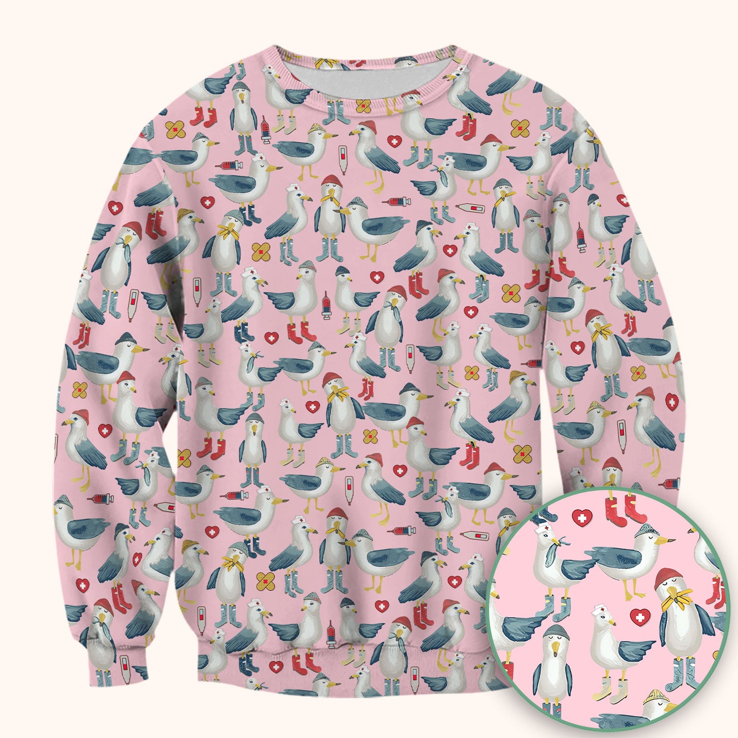 Seagull Scrub Top for Nurses - Adorable Birds Medical Uniform - Funny Shirt for RN CNA LPN
