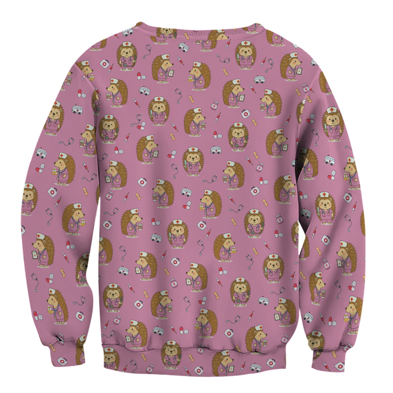 Cute Hedgehog Nurse Scrub Top - Funny Animal & Medical Design - Gift for Women RN LPN Pediatric Nurses