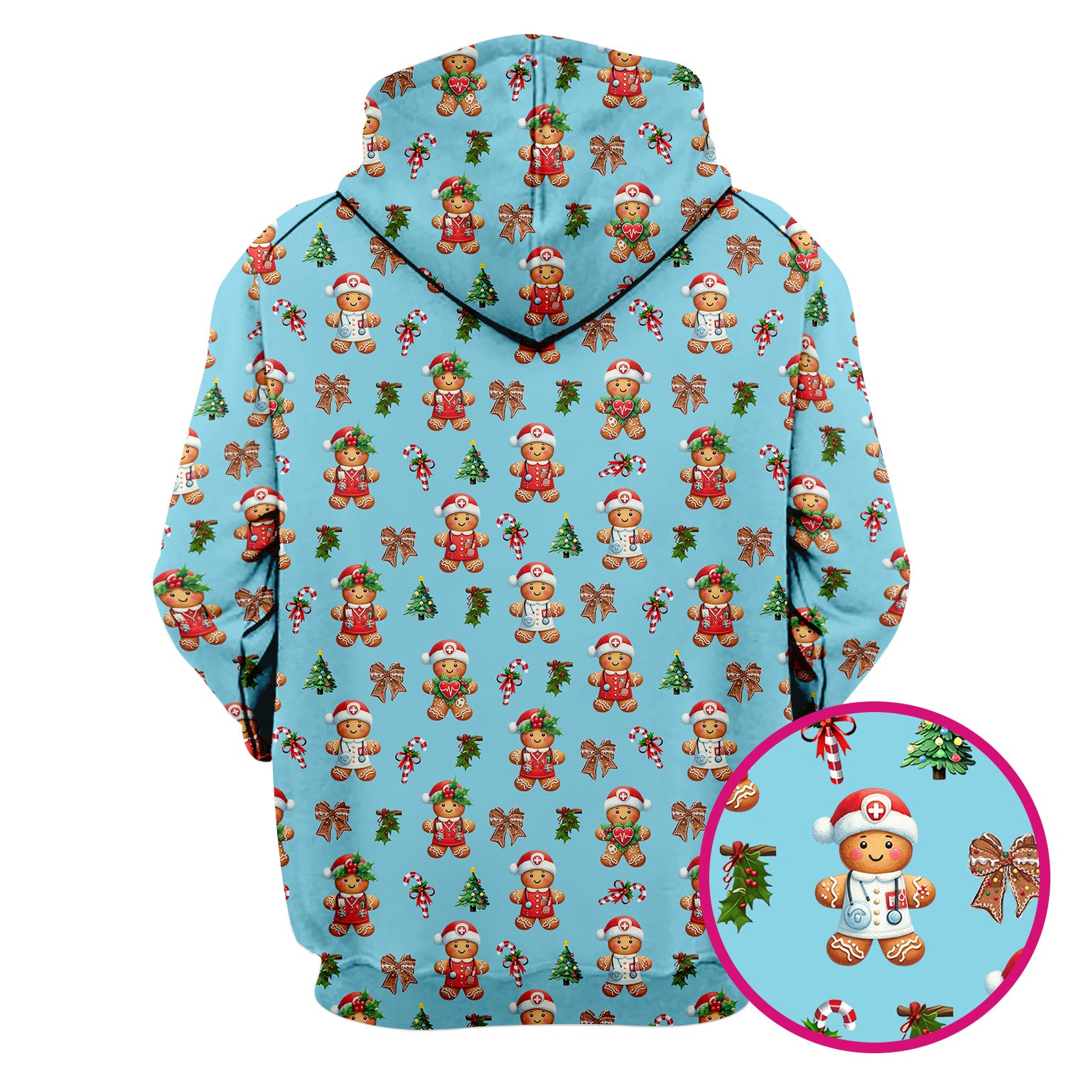 Funny Gingerbread Christmas Scrub Top - Cute Cookie with Bow Shirt - Festive Holiday Scrubs for Women