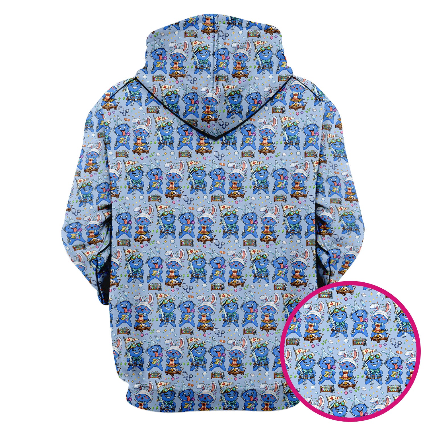 Cute Glove Doll Hospital Medical Cartoon Nurse Pattern Scrub Top, Comfortable Scrubs for Nurses