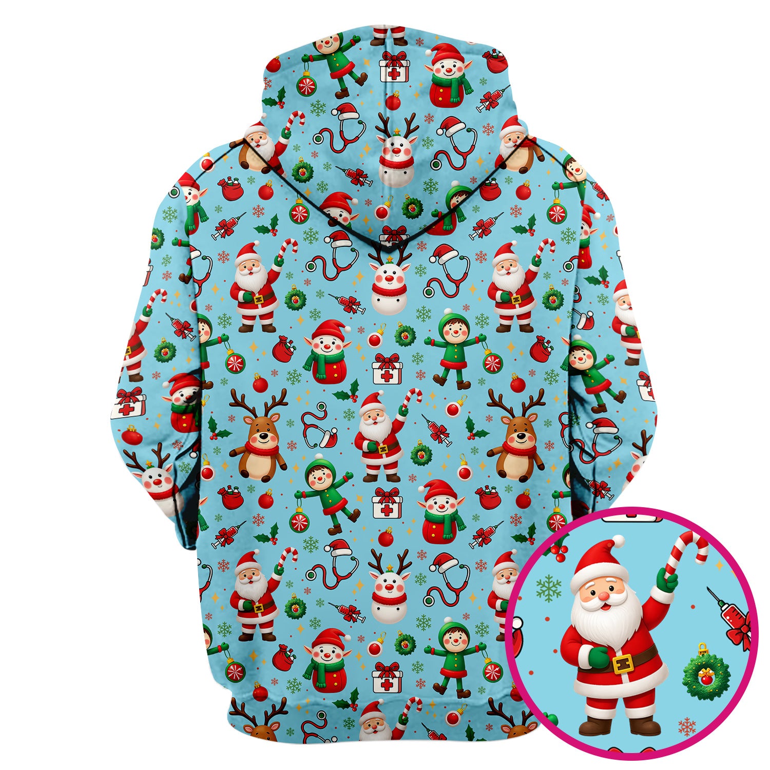 Christmas Scrub Top for Nurse - Cute Santa Elf Reindeer Medical Shirt - Festive Holiday Scrubs for Women RN CNA LPN Gift