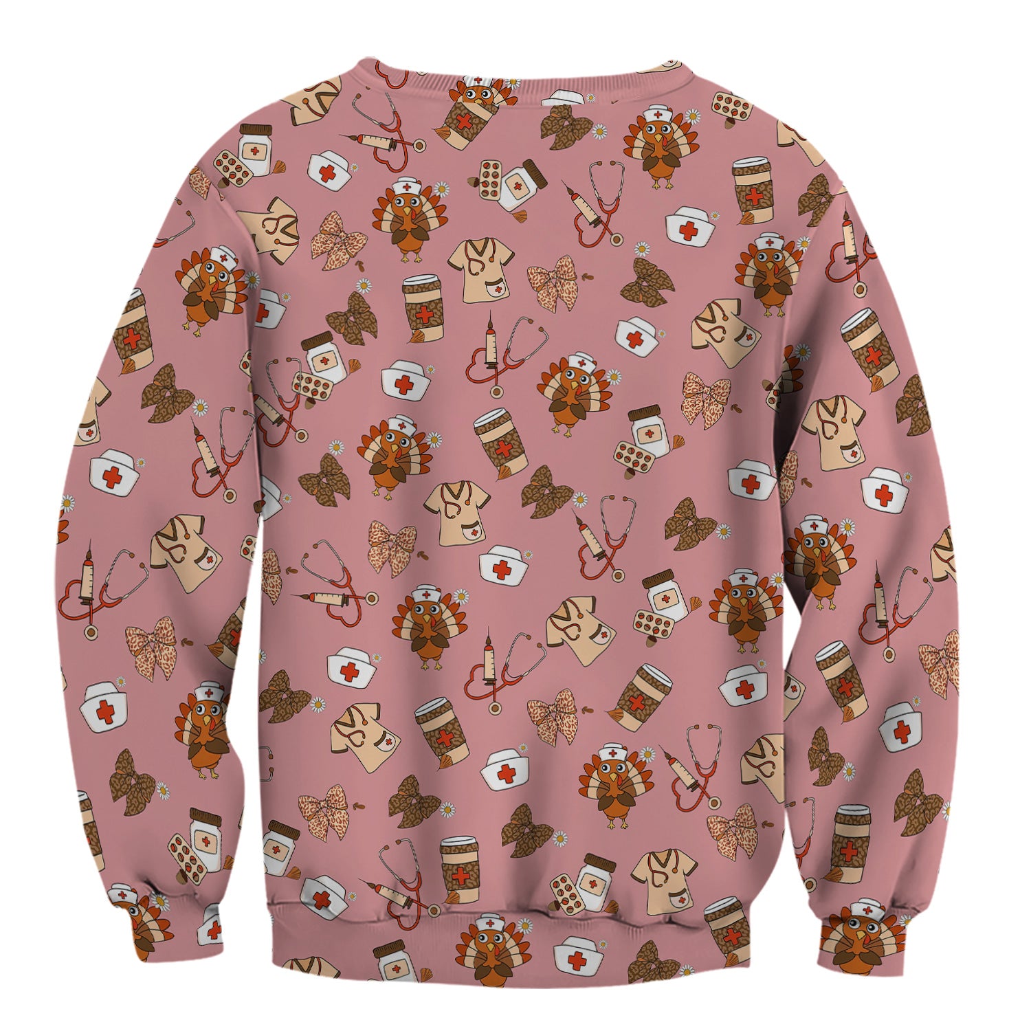 Cute Nurse Fall Season Scrub Top - Thanksgiving Turkey & Stethoscope Medical Design  - Gift for RN LPN CNA