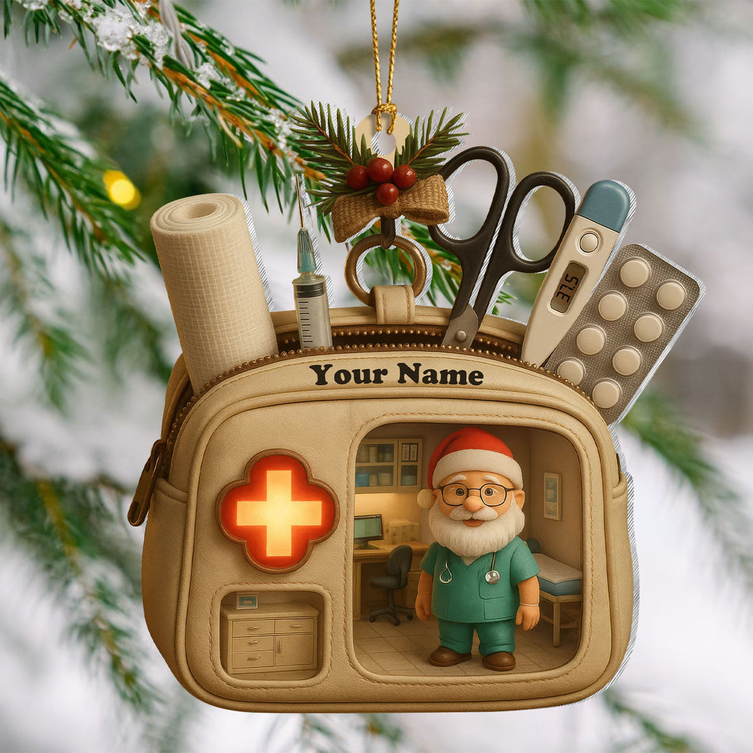 Custom Name Doctor Nurse Ornament, Medical Bag Christmas Decoration, RN LPN CNA Gift