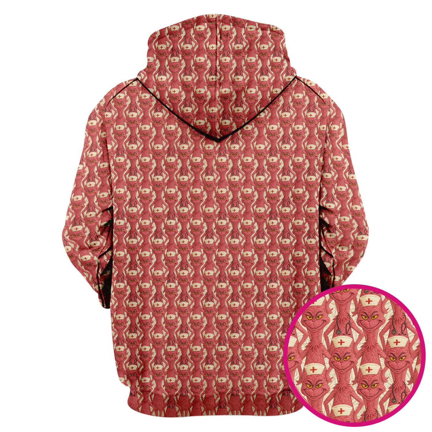 Funny Red Grinch Nurse Scrub Top - Cartoon Grinch Pattern Scrub Shirt Multi Color - Cute Christmas Holiday Nursing Workwear