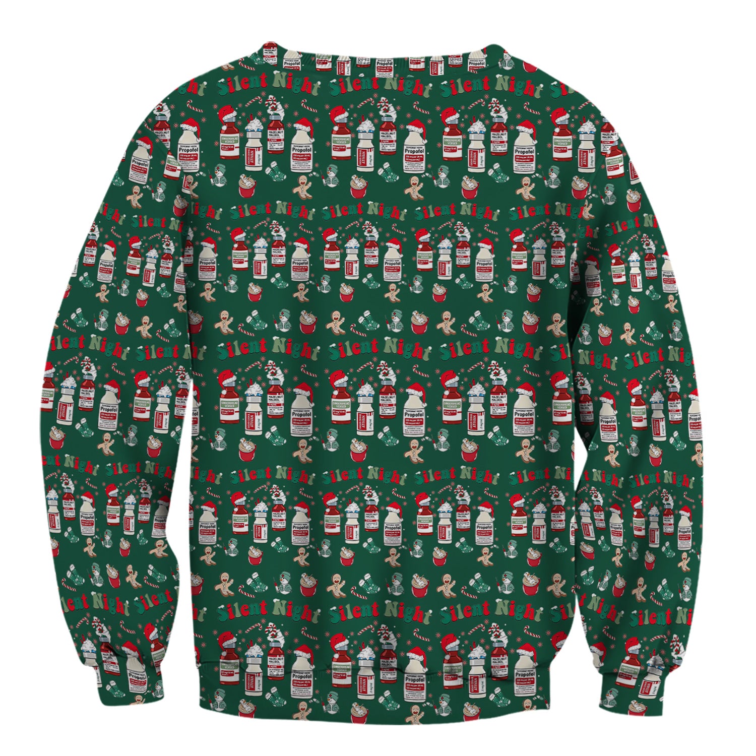Funny Nurse Christmas Scrub Top - Silent Night & Medication Design - Holiday Gift for RN LPN CNA
