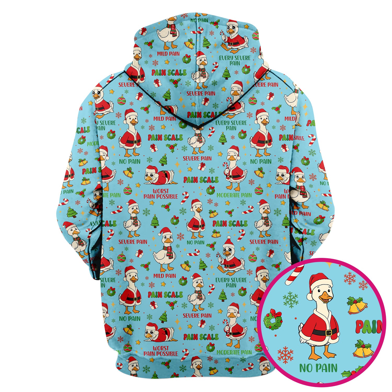 Funny Goose Christmas Scrub Top - Pain Scale Nurse Pattern Shirt - Cute Holiday Medical Scrubs for Women