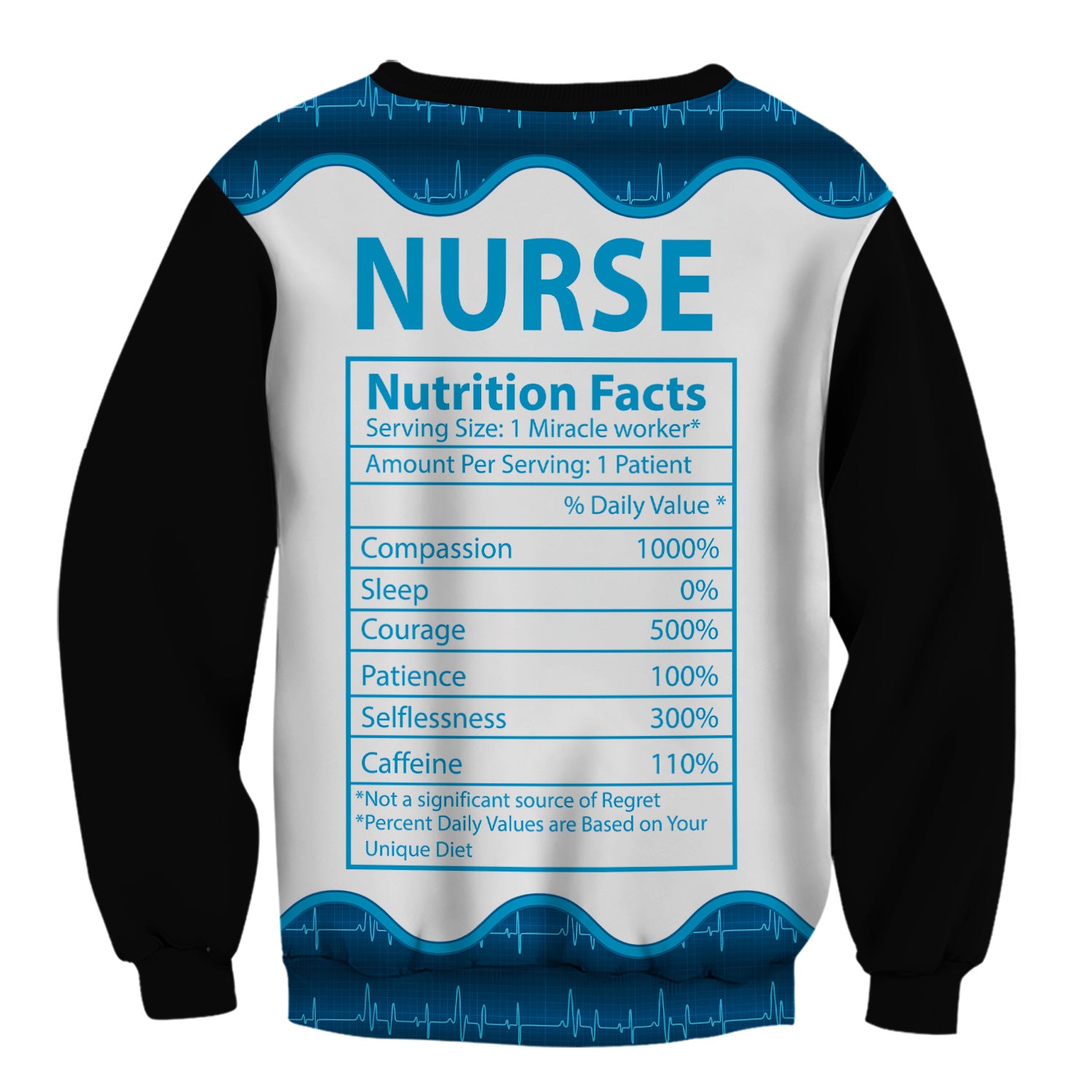Personalized Nurse Nutrition Facts Shirt - Funny Custom Name RN CNA LPN Tee - Medical Supply Graphic Gift for Women Healthcare Workers Who Are Miracle Workers