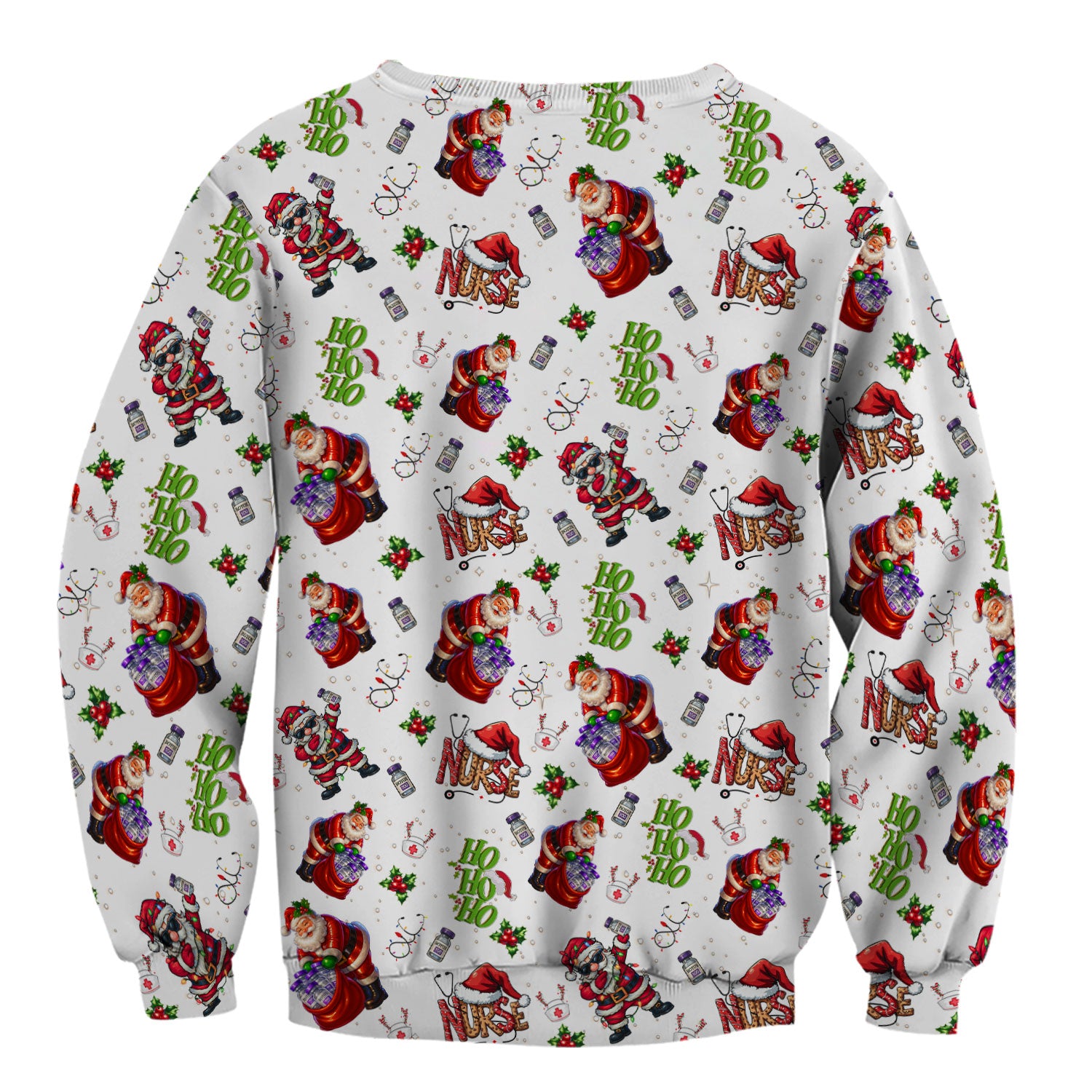 Christmas Nurse Scrub Top Multi Color - Funny Santa Claus Scrub Shirt for Women - Cute Holiday Nursing Work Shirt with Pockets
