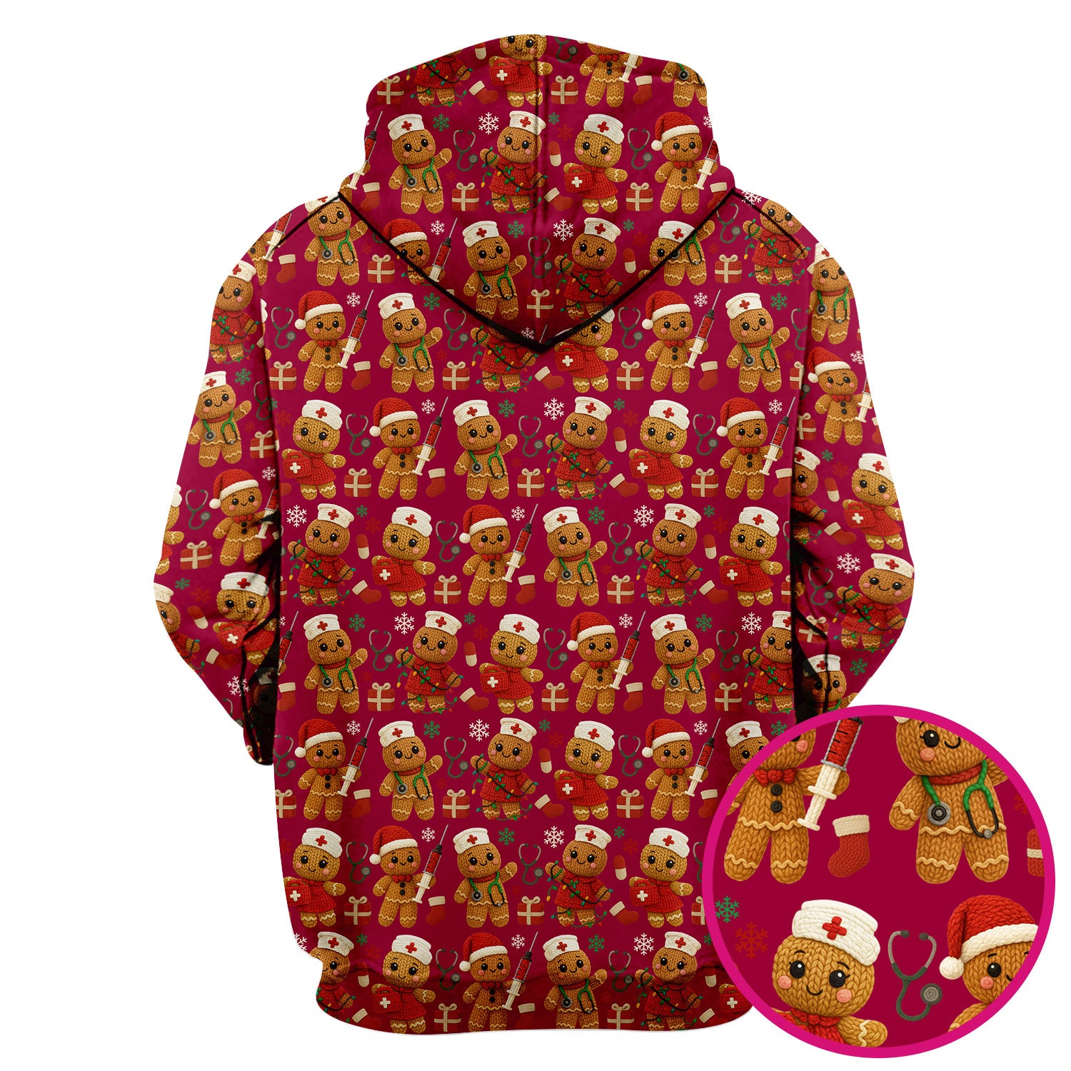 Christmas Scrub Tops for Women - Cute Gingerbread Nurse Pattern Medical Scrub Shirt - Festive Holiday Christmas Scrubs with Adorable Design