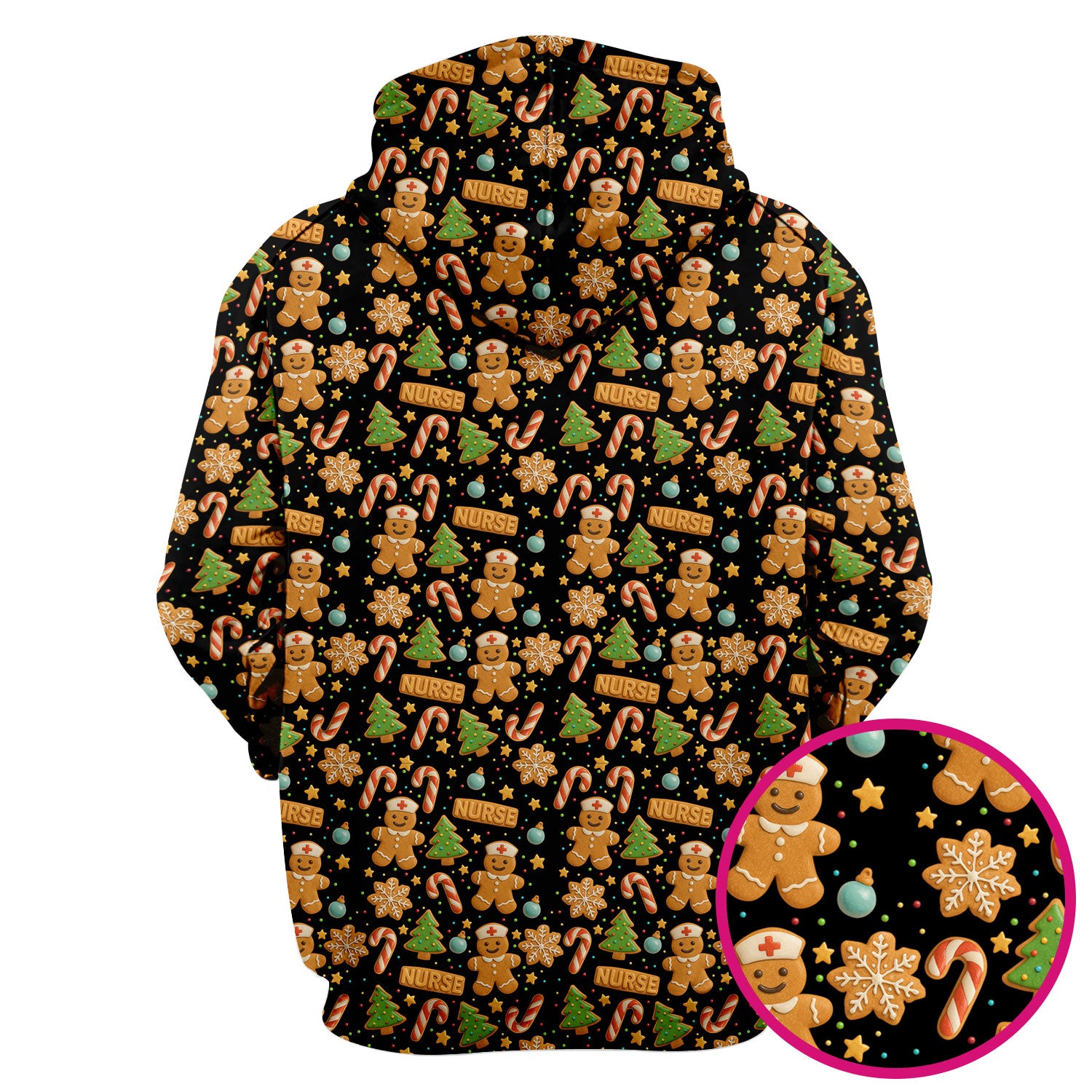 Gingerbread Scrubs Christmas Edition - Cute Cookie Pattern Medical Scrub Top for Women - Holiday Christmas Scrubs with Fun Festive Print