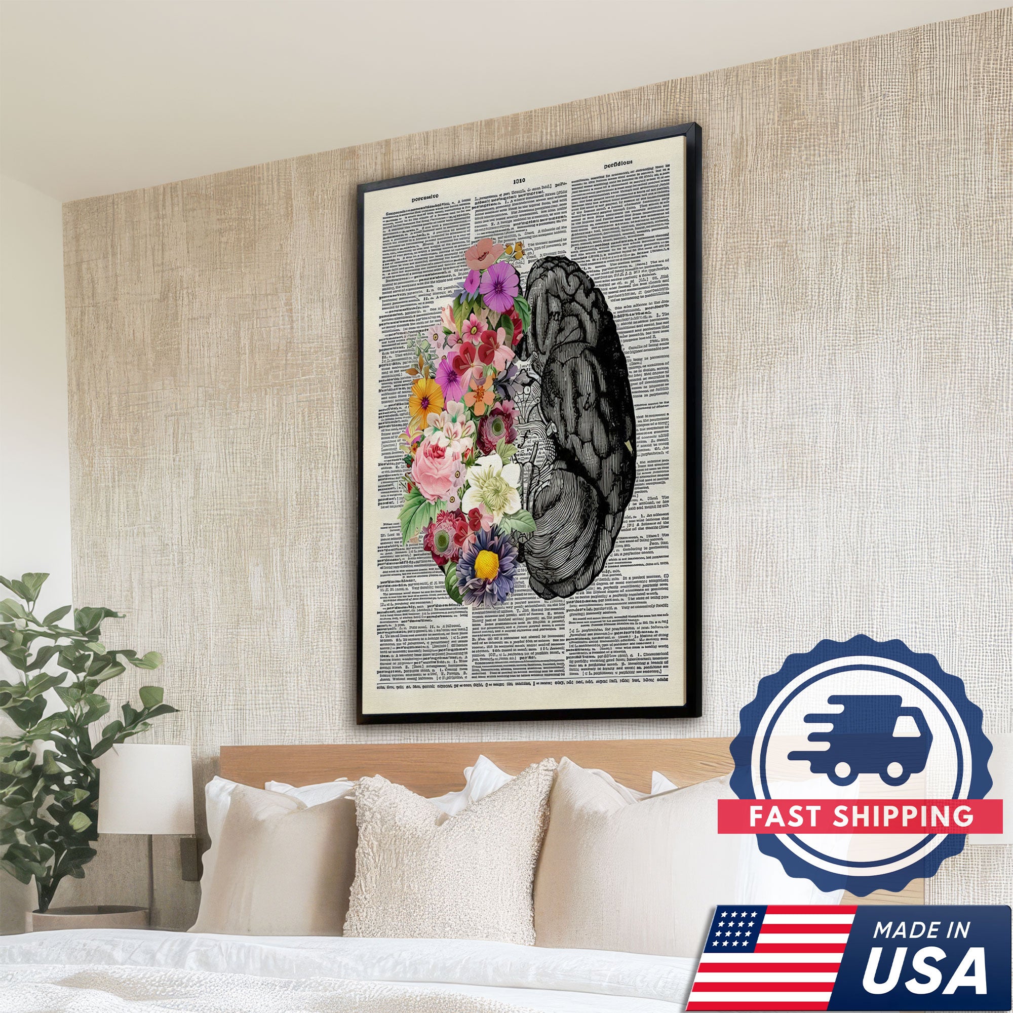 Floral Human Anatomy Nurse Canvas Wall Art, Medical Office Decor