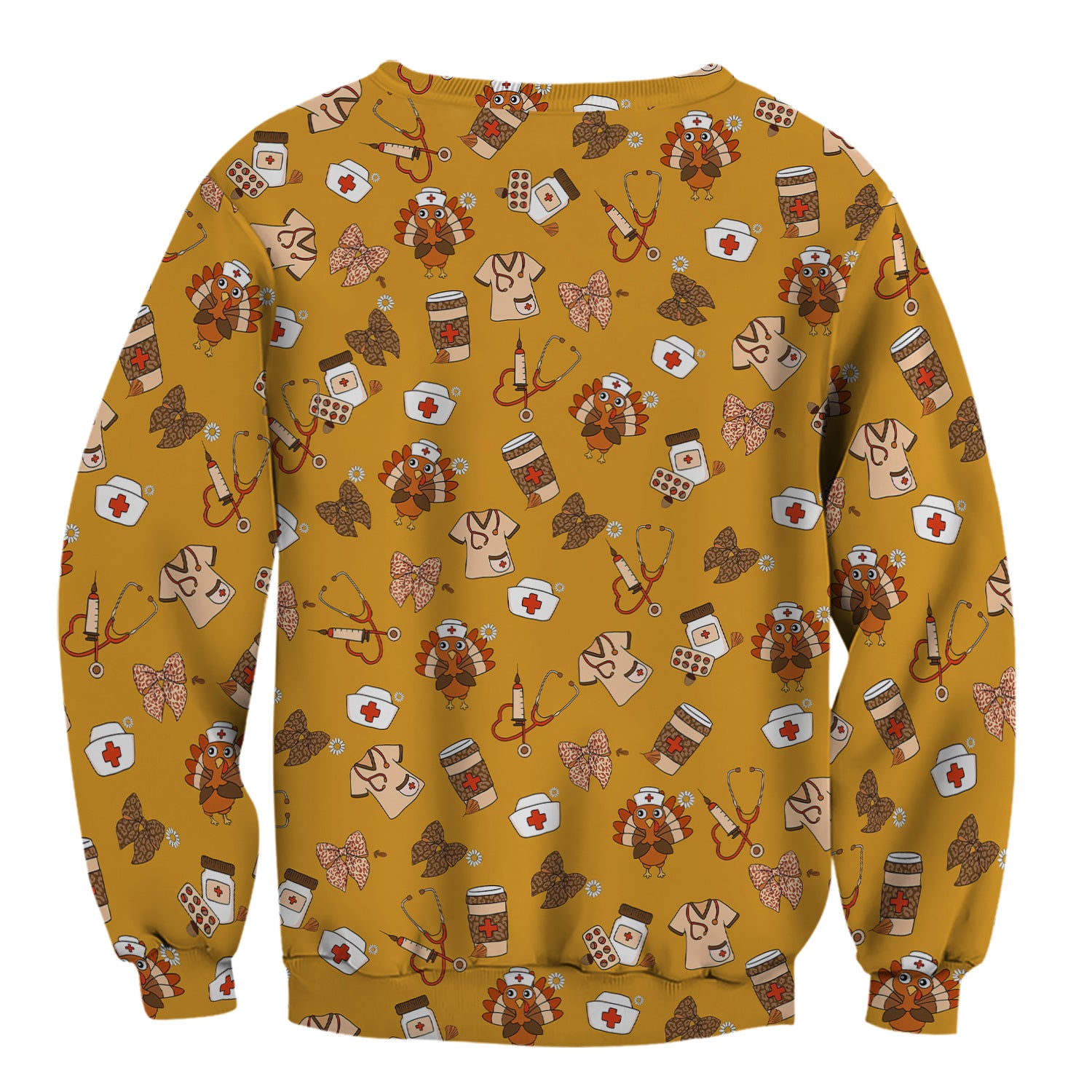 Cute Nurse Fall Season Scrub Top - Thanksgiving Turkey & Stethoscope Medical Design  - Gift for RN LPN CNA