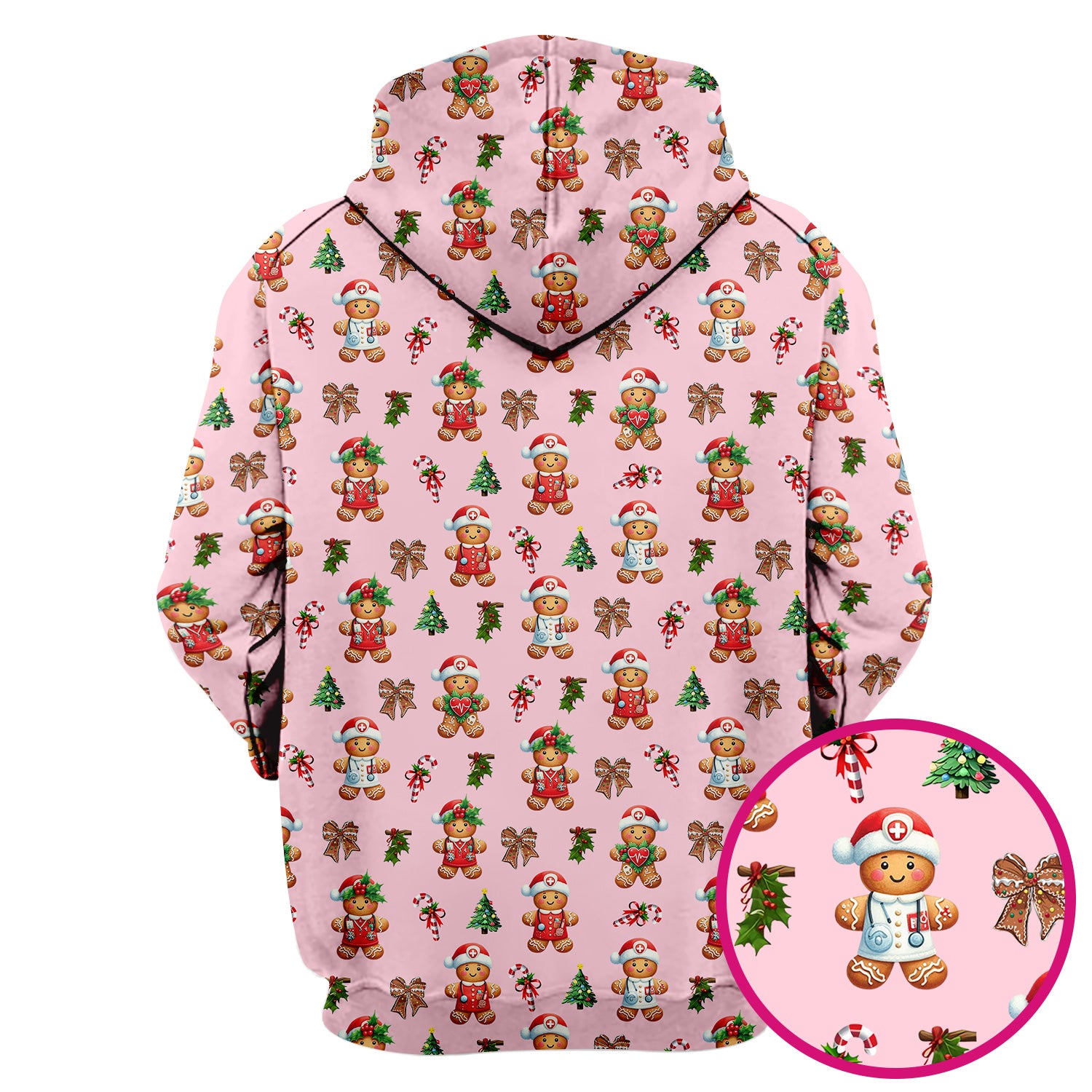Funny Gingerbread Christmas Scrub Top - Cute Cookie with Bow Shirt - Festive Holiday Scrubs for Women