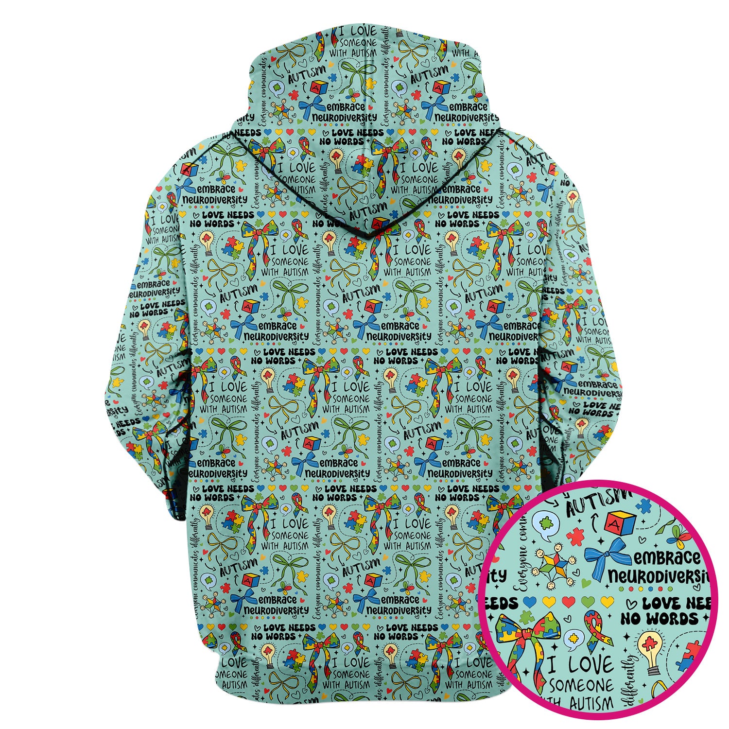 Autism Awareness Puzzle Ribbon Pattern Scrub Top, Breathable Fabrics Nursing Uniform