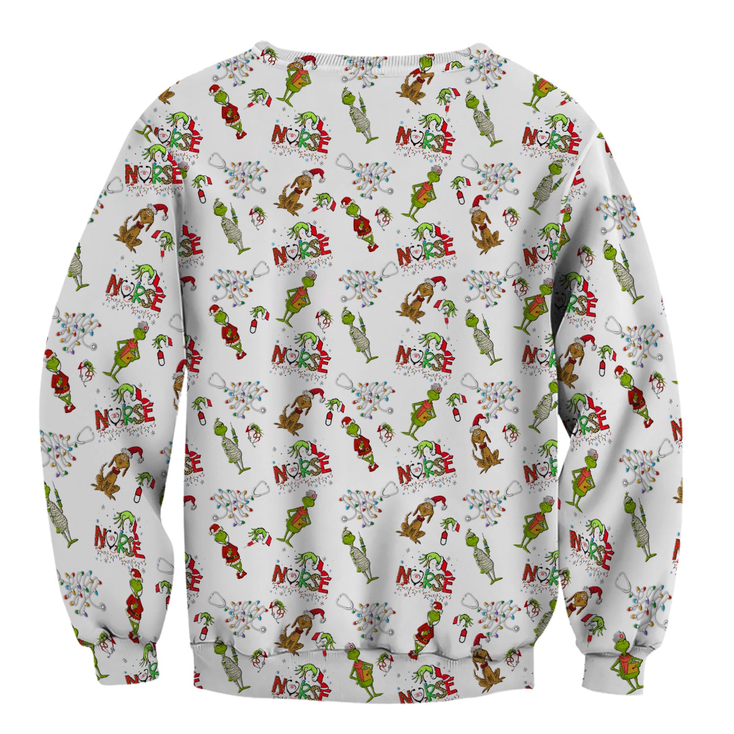 Grinch Christmas Nurse Scrub Shirt - Funny Holiday Scrub Top for Women - Multi Color Nursing Work Shirt with Pockets