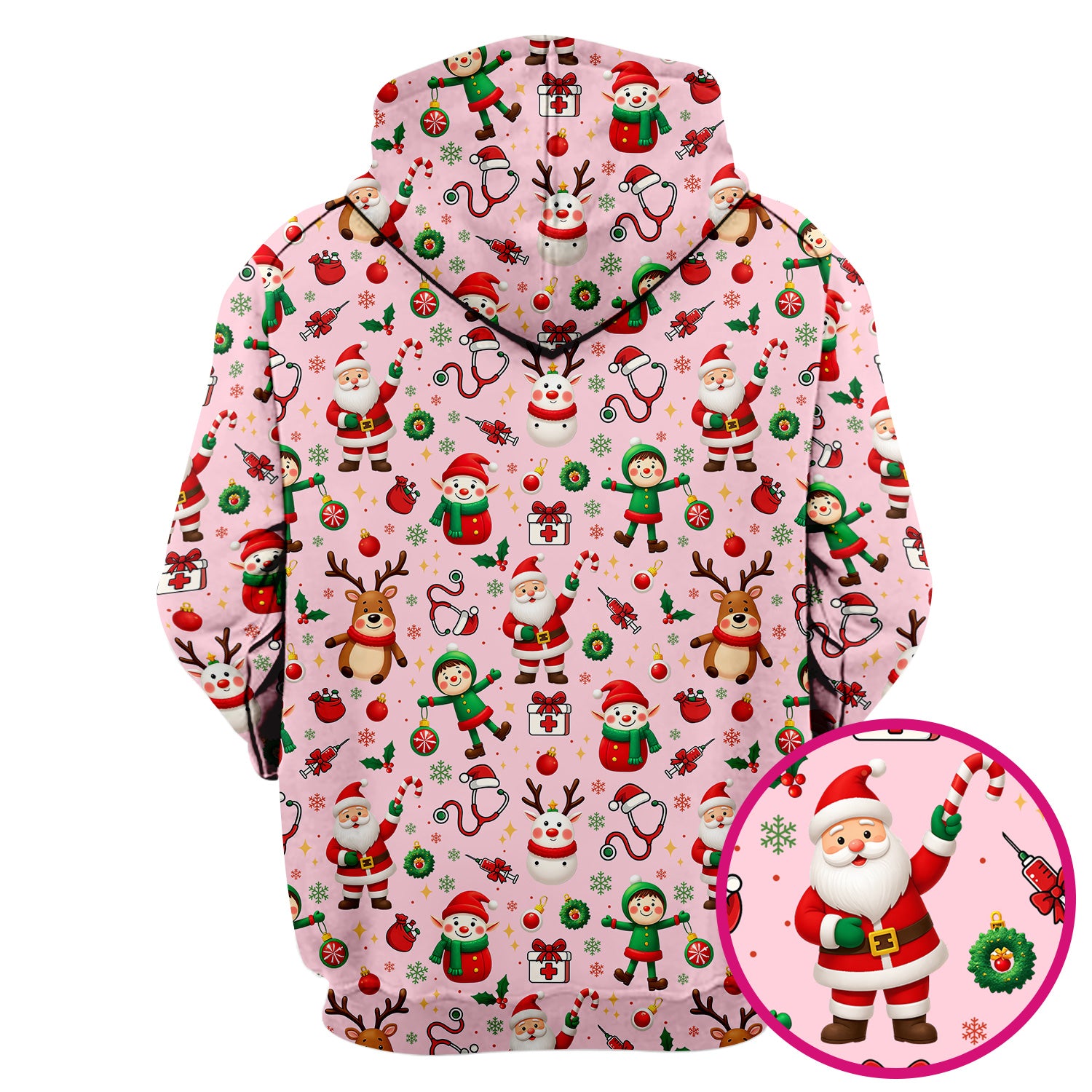 Christmas Scrub Top for Nurse - Cute Santa Elf Reindeer Medical Shirt - Festive Holiday Scrubs for Women RN CNA LPN Gift