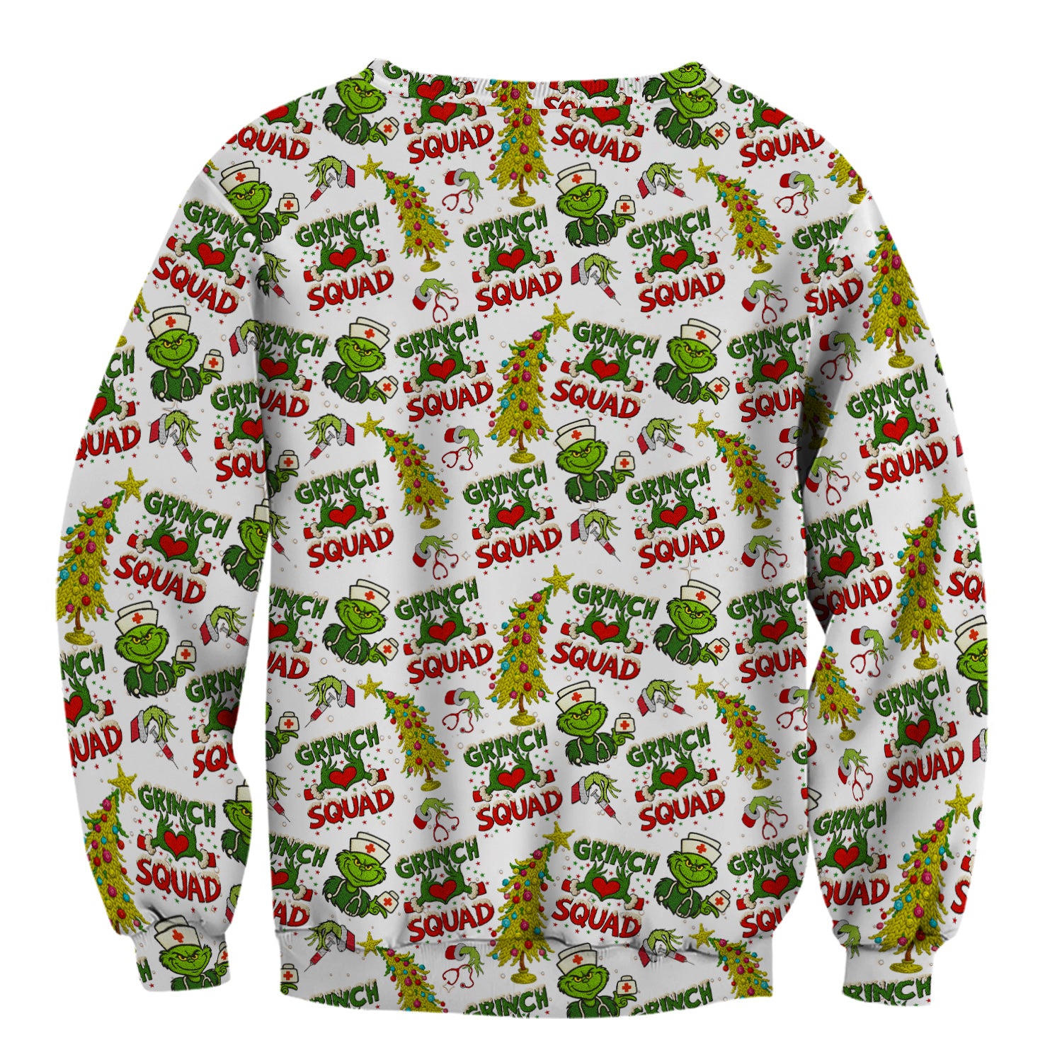 Christmas Nurse Scrub Top for Women - Funny Grinch Squad Scrub Shirt Multi Color - Cute Holiday Nursing Work Shirt with Pockets