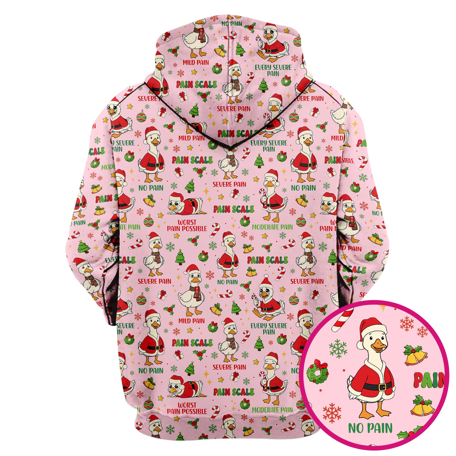 Funny Goose Christmas Scrub Top - Pain Scale Nurse Pattern Shirt - Cute Holiday Medical Scrubs for Women