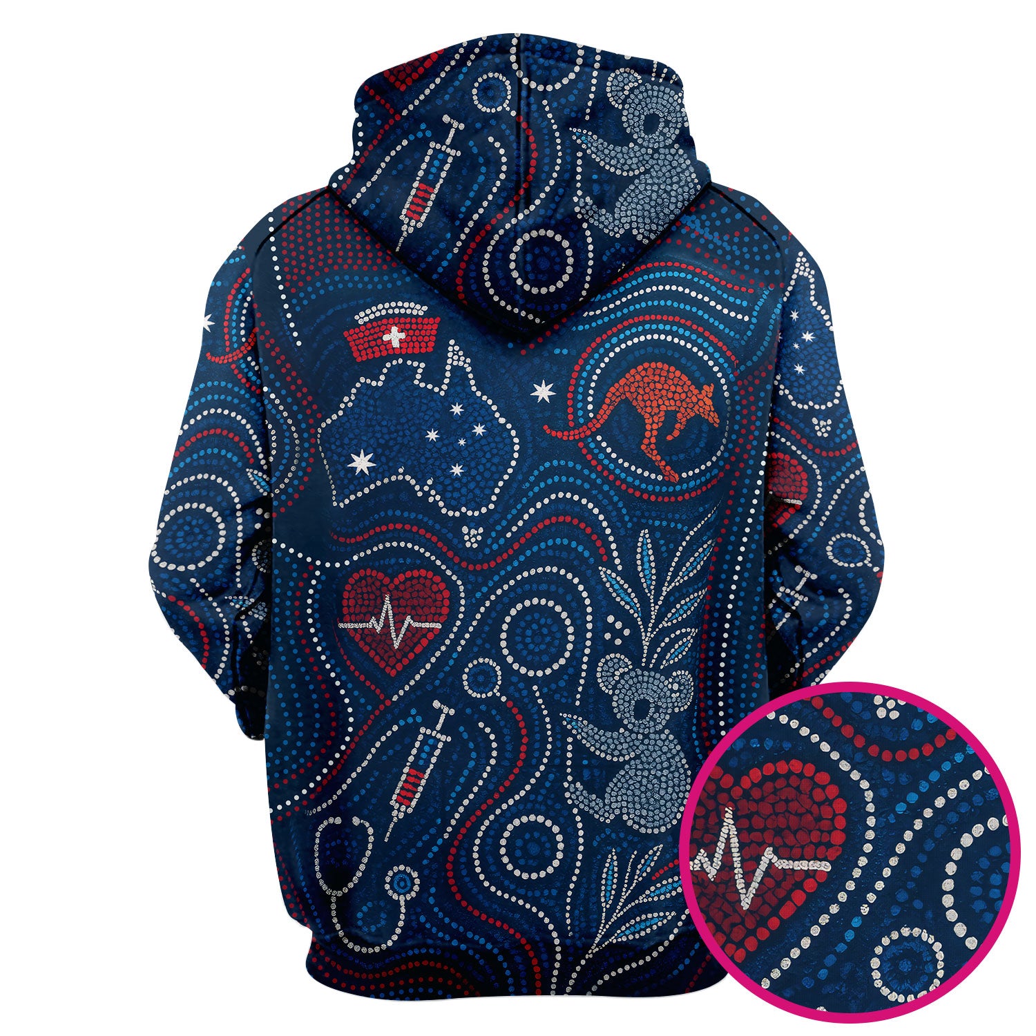 Aboriginal Dot Art Nurse Scrub Top, Australian Kangaroo With Koala Pattern Shirt,  Breathable Fabrics Nursing Uniform