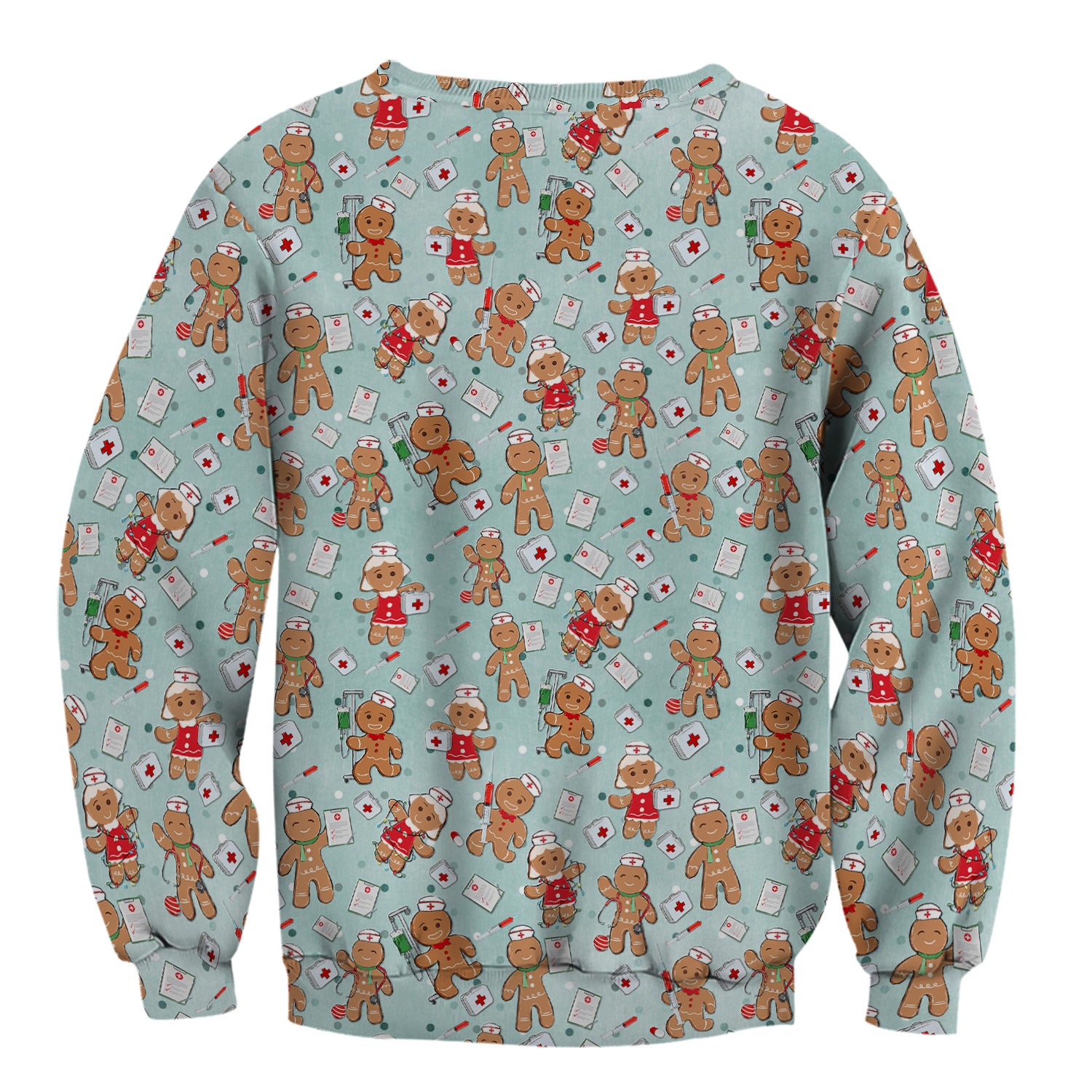 Cute Nurse Christmas Scrub Top - Funny Gingerbread Man & Medical Design - Gift for Women RN LPN & Pediatric Nurses