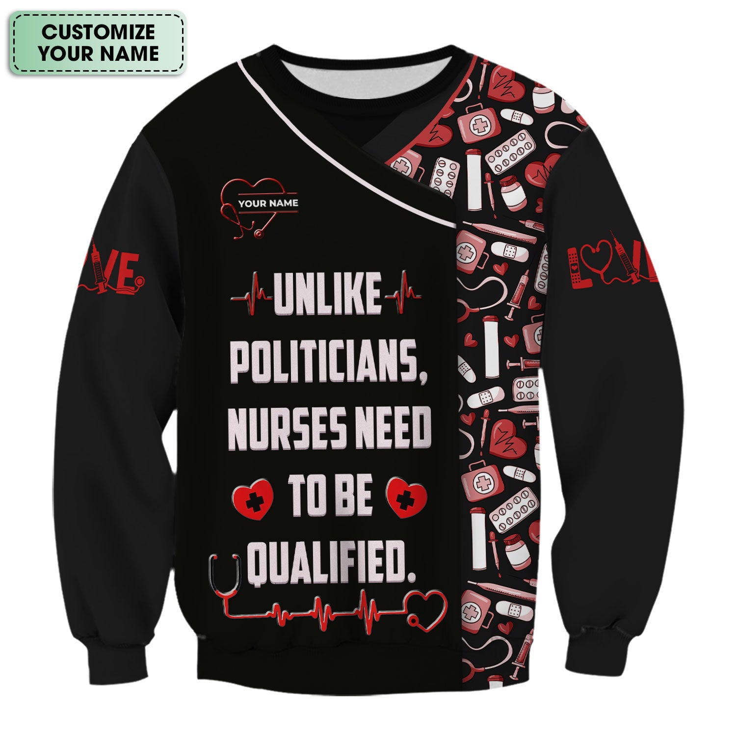 Custom Name Need To Be Qualified Cotton Nurse Shirt, Personalized Funny Nurse Graphic Shirt, Breathable Fabrics Nursing Uniform
