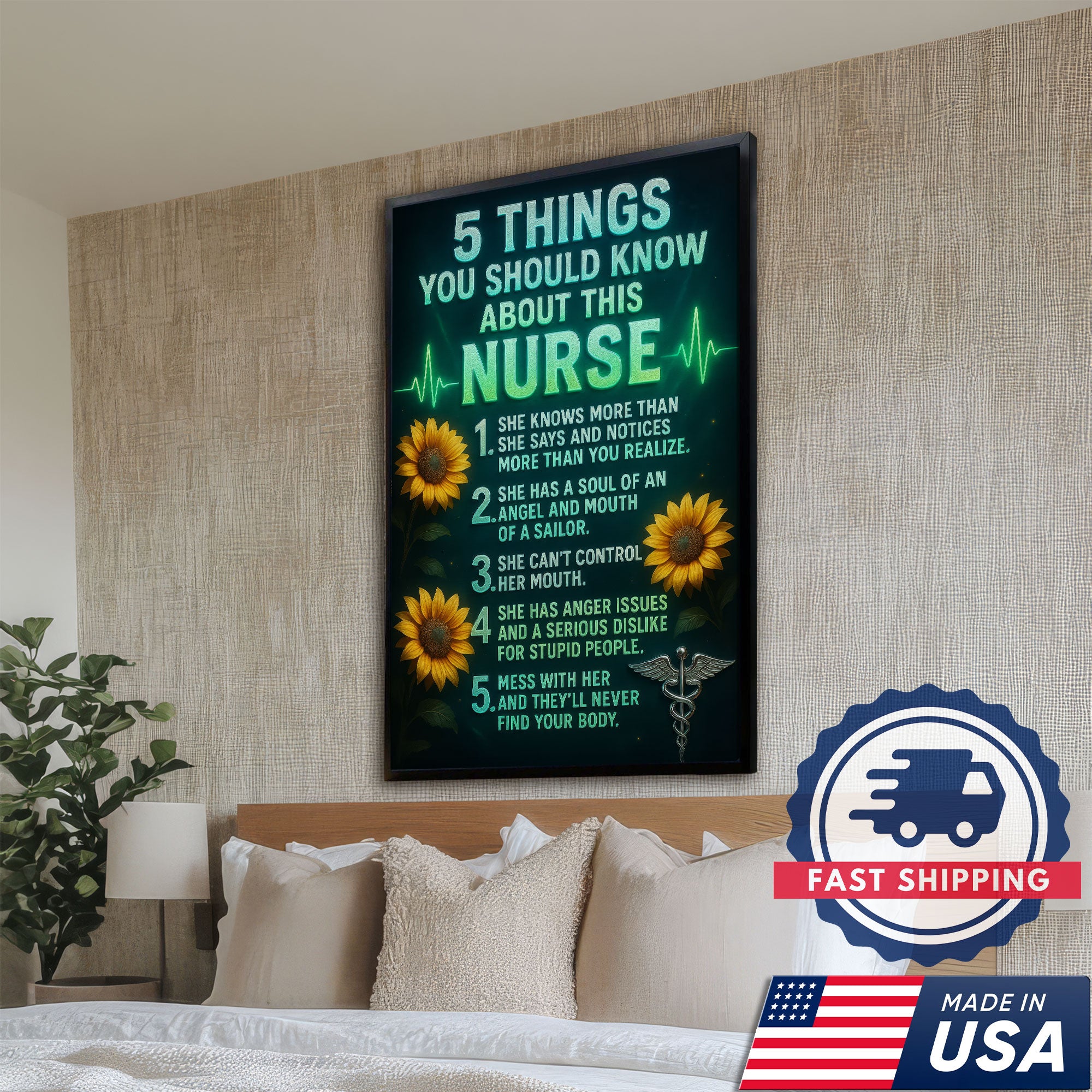 Nurse Canvas Wall Art, 5 Things You Should Know About This Nurse, Funny Gift for RN LPN CNA