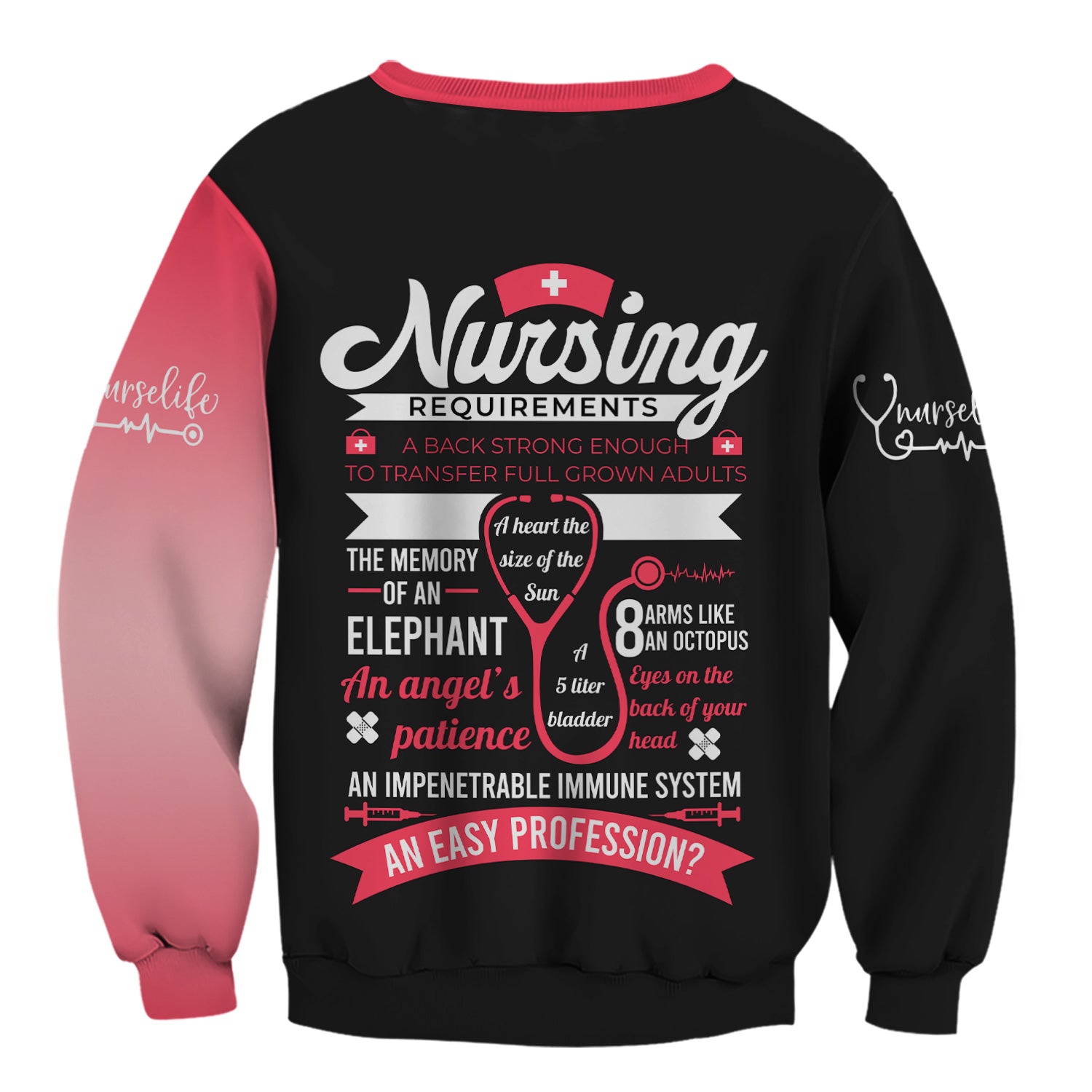 Personalized Nurse Life Scrubs for Women RN LPN CNA - Cute Pink and Black Syringe Bow Design - Funny Medical Quote Gift for Healthcare Workers in Nursing Field