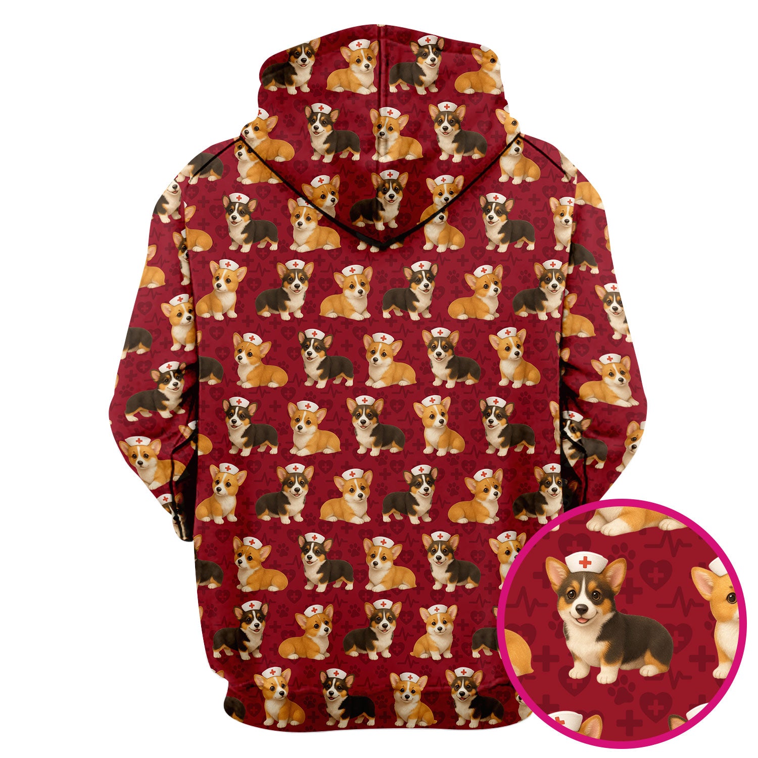 Christmas Corgi Scrubs for Women - Cute Dog Pattern Medical Scrub Top - Festive Holiday Christmas Scrubs with Adorable Corgi Design