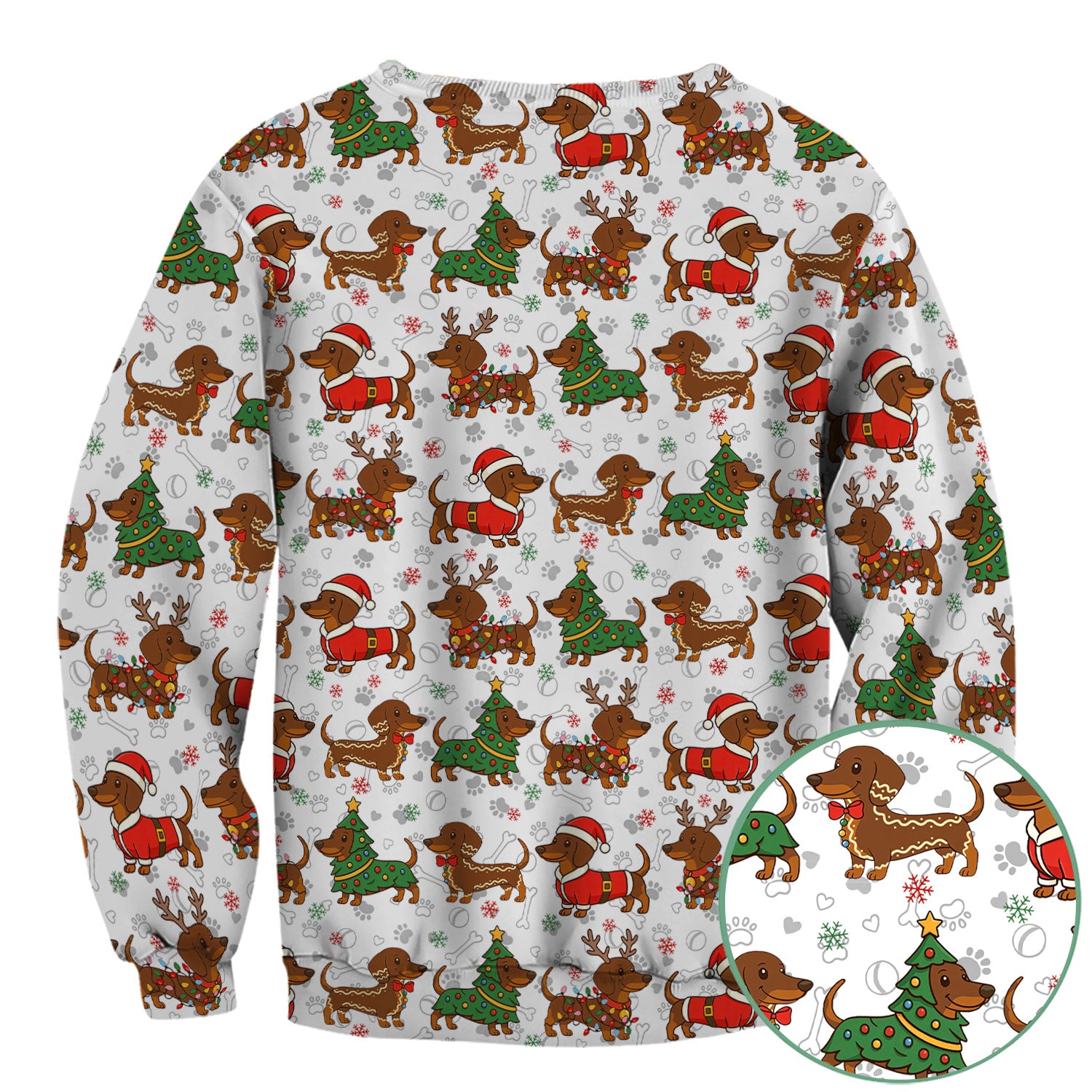 Holiday Dachshund Christmas Scrub Top - Funny Wiener Sausage Dog Nurse Shirt - Adorable Dog Lover Gift for RN CNA LPN