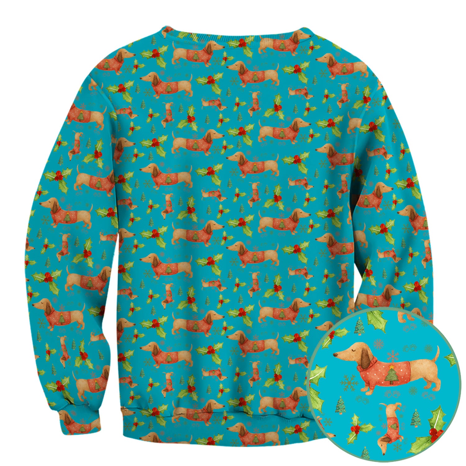 Festive Dachshund Scrub Top - Cute Sausage Dog Christmas Medical Uniform - Wiener Puppy Lover Gift