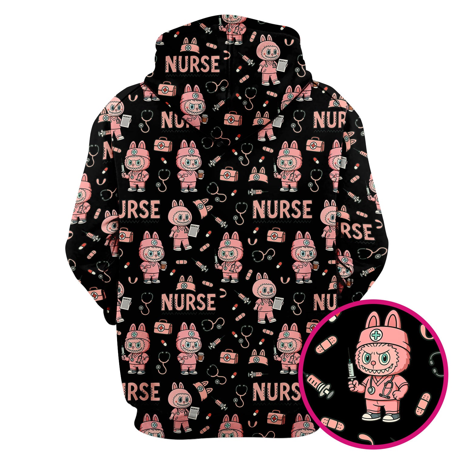 Bunny Cartoon Nurse Scrub Shirt  Cute Medical Top for Women CNA RN Doctor - Fun Scrubs Gift Idea for Nurses, Students, Holiday Season