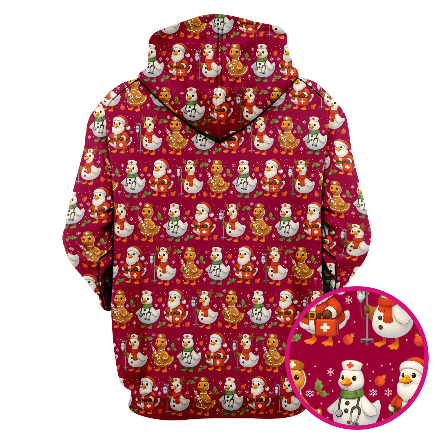 Christmas Goose Scrubs for Women - Funny Holiday Goose Pattern Medical Scrub Top - Festive Christmas Scrubs with Cute Nurse Design
