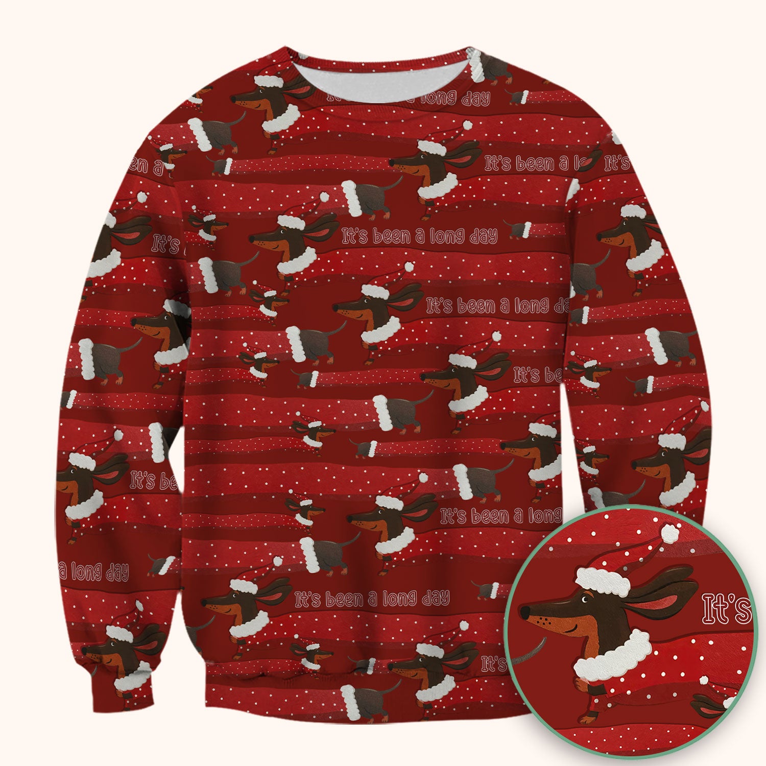 Funny Dachshund Christmas Scrub Top - It's Been a Long Day Shirt - Cute Wiener Dog Holiday Medical Uniform for Women