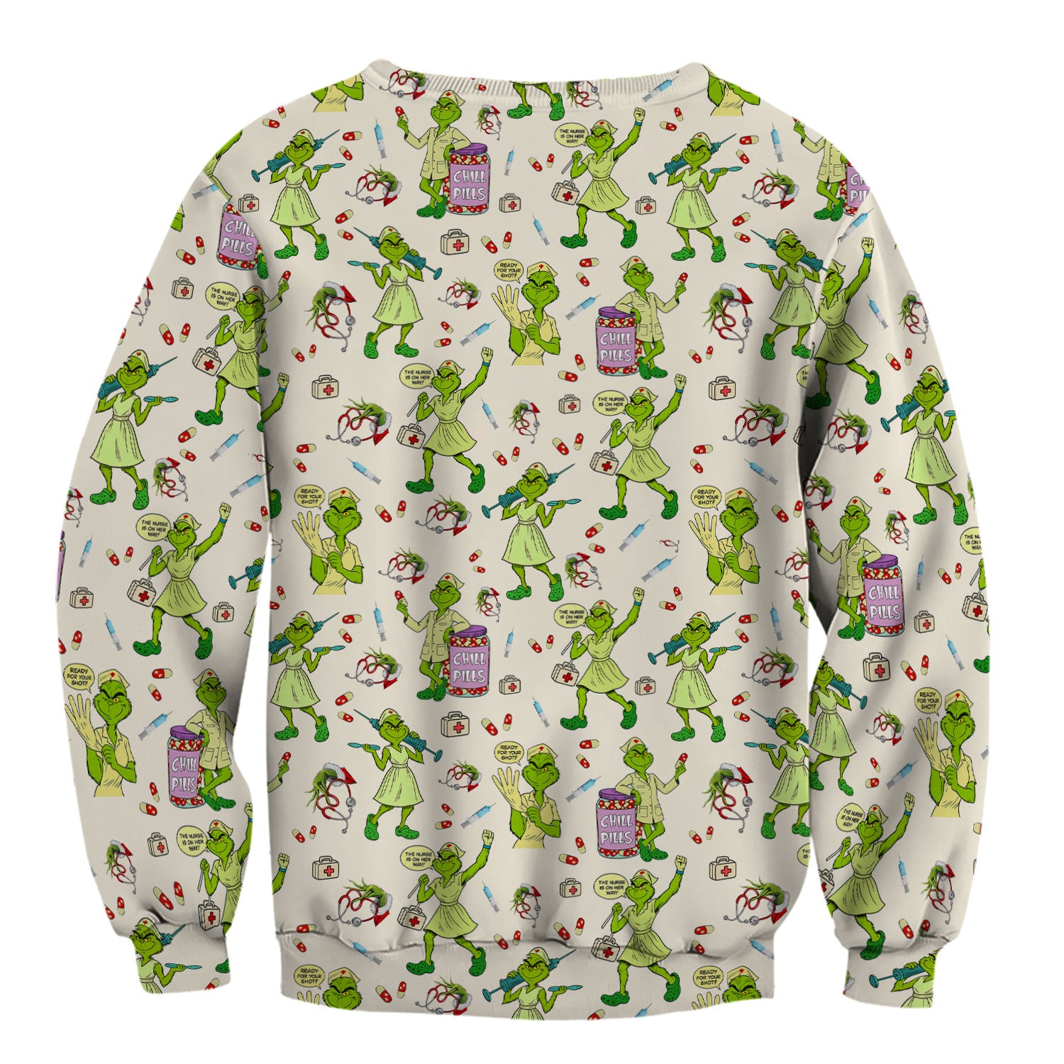 Funny Grinch Nurse Scrub Top Multi Color - Chill Pills Nursing Scrub Shirt - Cute Christmas Holiday Workwear with Pockets