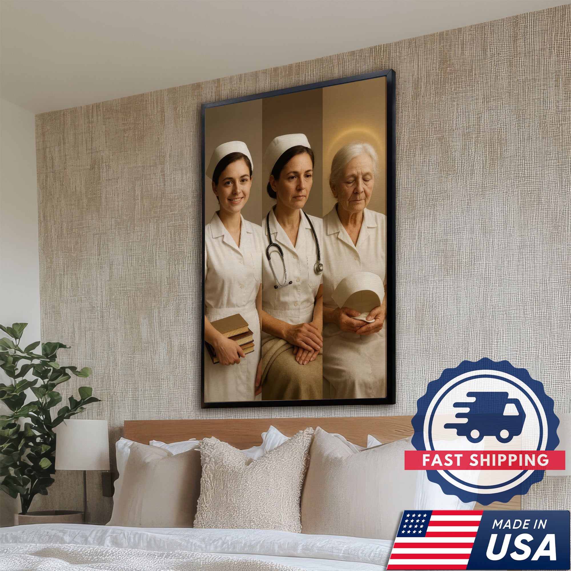 Vintage Nurse's Journey Canvas, From Student to Retired Nurse Wall Art, Appreciation Gift for Healthcare Workers & Medical Staff