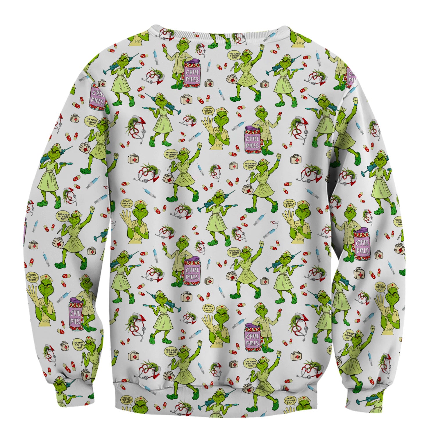 Grinch Nurse Scrub Shirt Multi Colors - Funny Chill Pills Scrub Top - Christmas Nursing Work Shirt with Pockets for Women