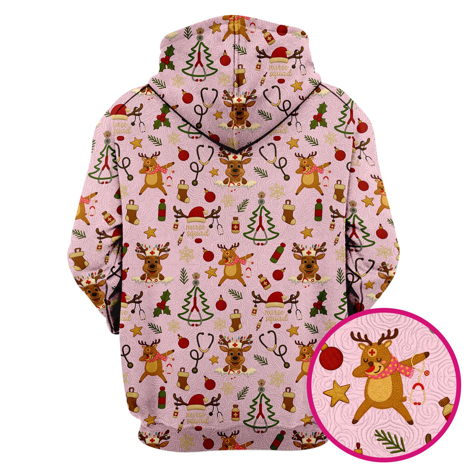 Christmas Reindeer Scrub Top - Cute Holiday Nurse Scrubs with Reindeer Print - Funny Xmas Medical Scrub Shirt Gift for Women CNA RN Doctor