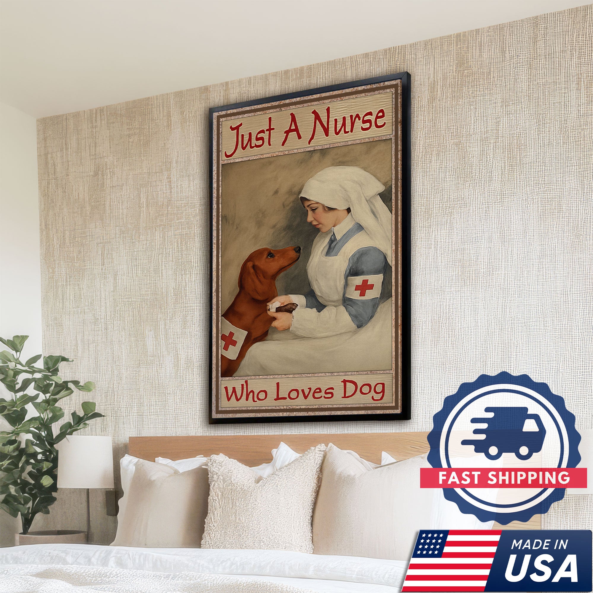 Nurse And Dog Canvas, Funny Medical Worker Wall Art Canvas, Animal Lover Decor, Gift For Nursing