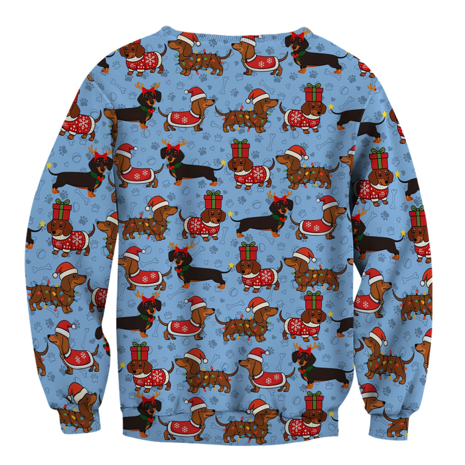 Christmas Dachshund T-Shirt Multi Color - Cute Sausage Dog Wearing Santa Outfit - Funny Holiday Wiener Dog Tee Gift for Dog Lovers