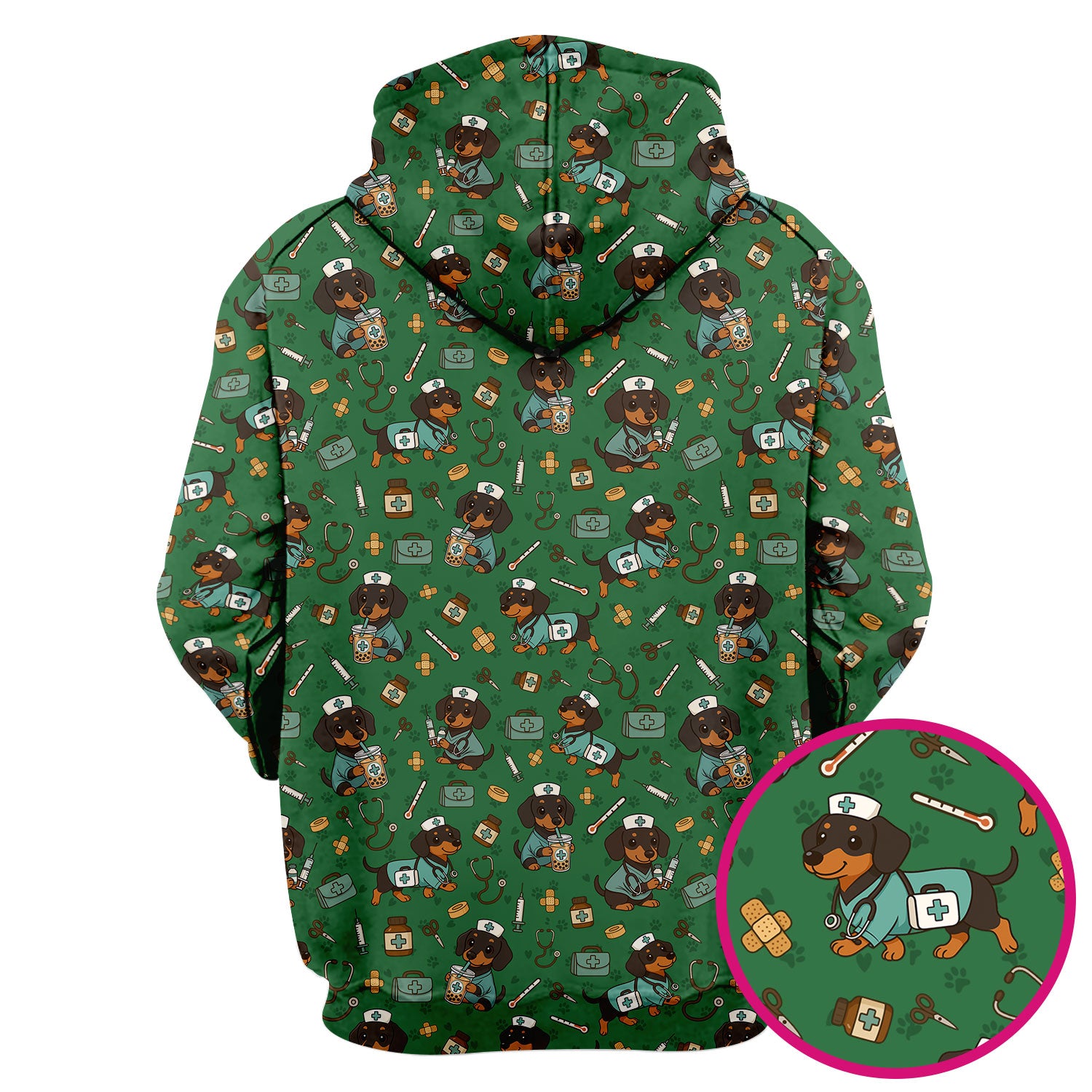 Funny Dachshund Nurse Scrubs - Cute Dog Print Medical Shirt - Holiday Nurse Scrub Top Gift for RN CNA Doctor, Women & Men
