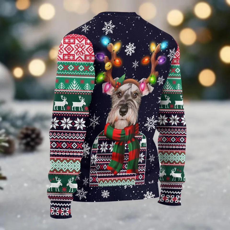 Funny Xmas Nurse Sweater, Christmas Schnauzer Dog Ugly Sweater, Cute Pet Xmas Sweater For Nursing
