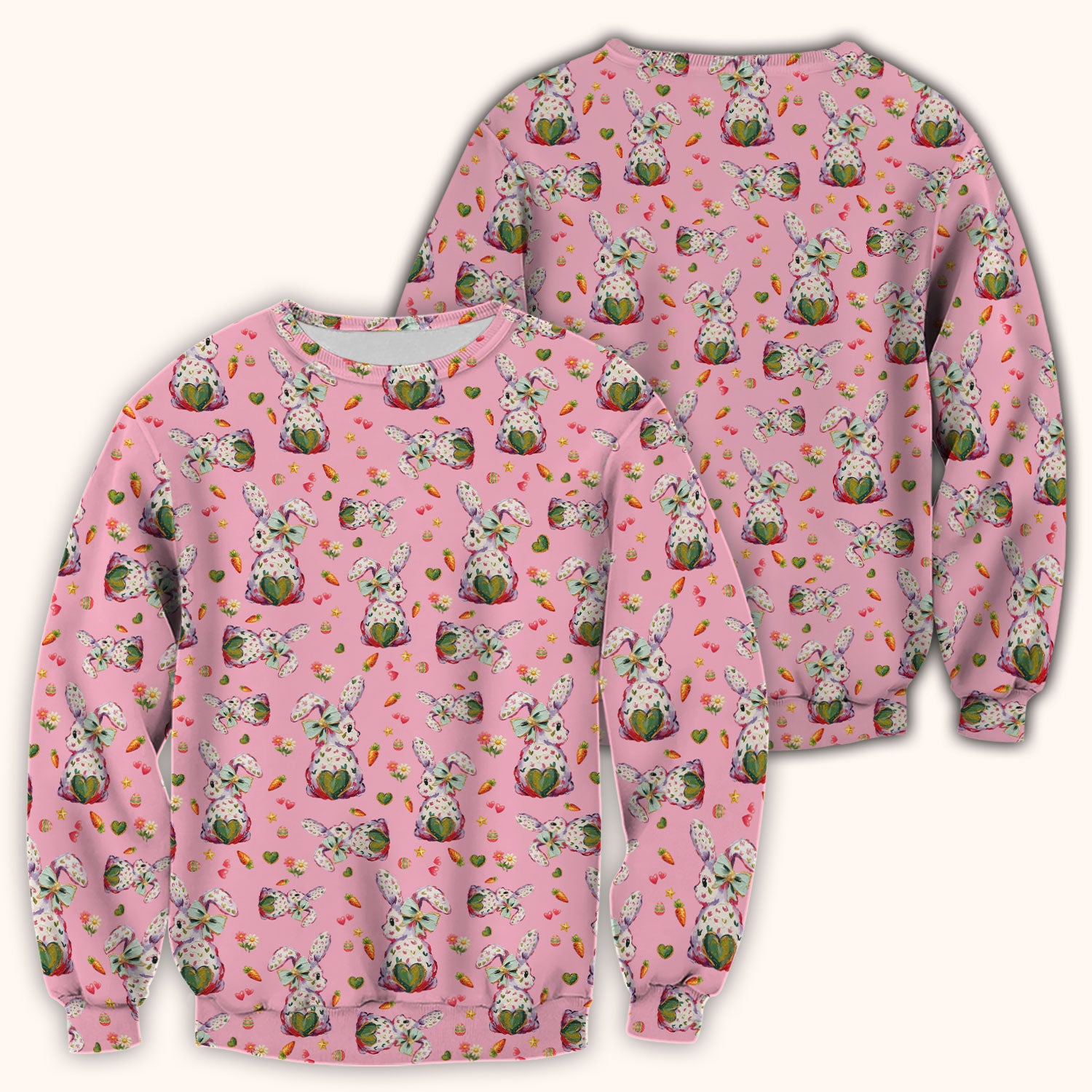 Cute Pastel Bunny Easter Pattern Scrub Top, Comfortable Scrubs for Nurses