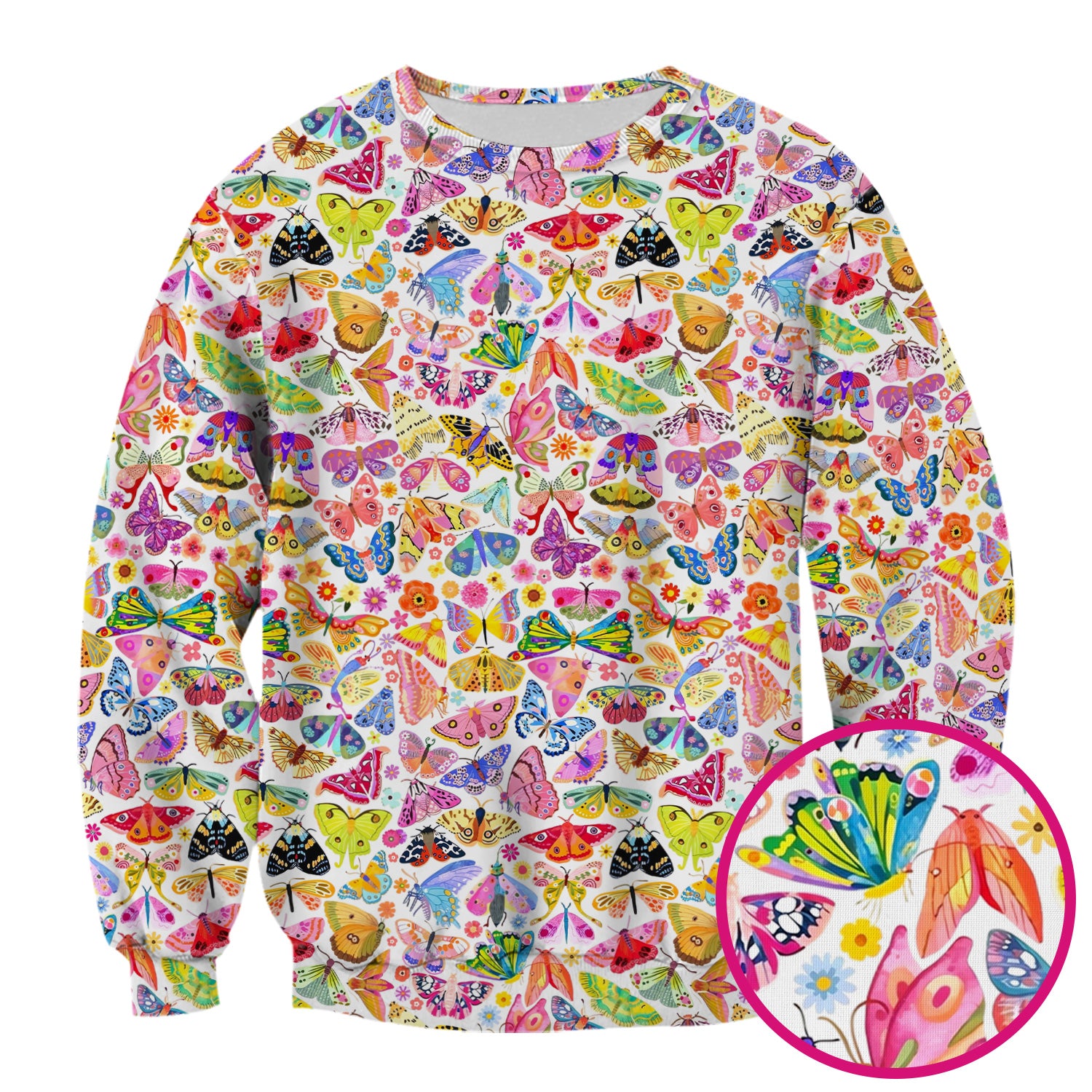 Cute Bright Butterfly Moth Floral Scrub Top, Comfortable Scrubs for Nurses